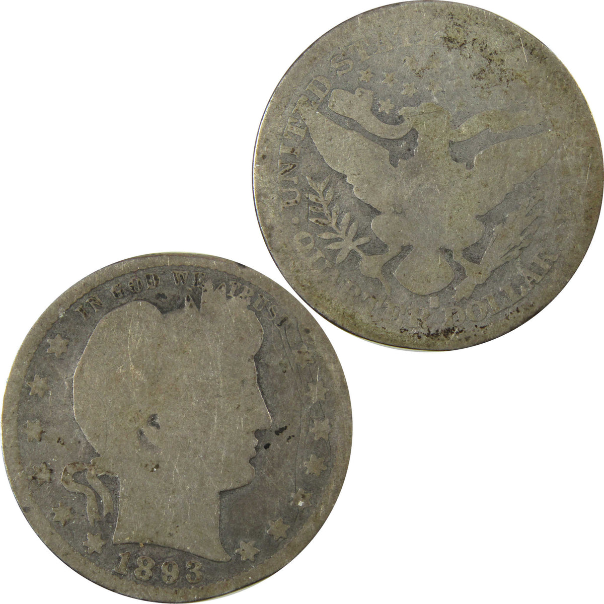 1893 S Barber Silver Quarter G Good Details 25c Coin SKU:I28544