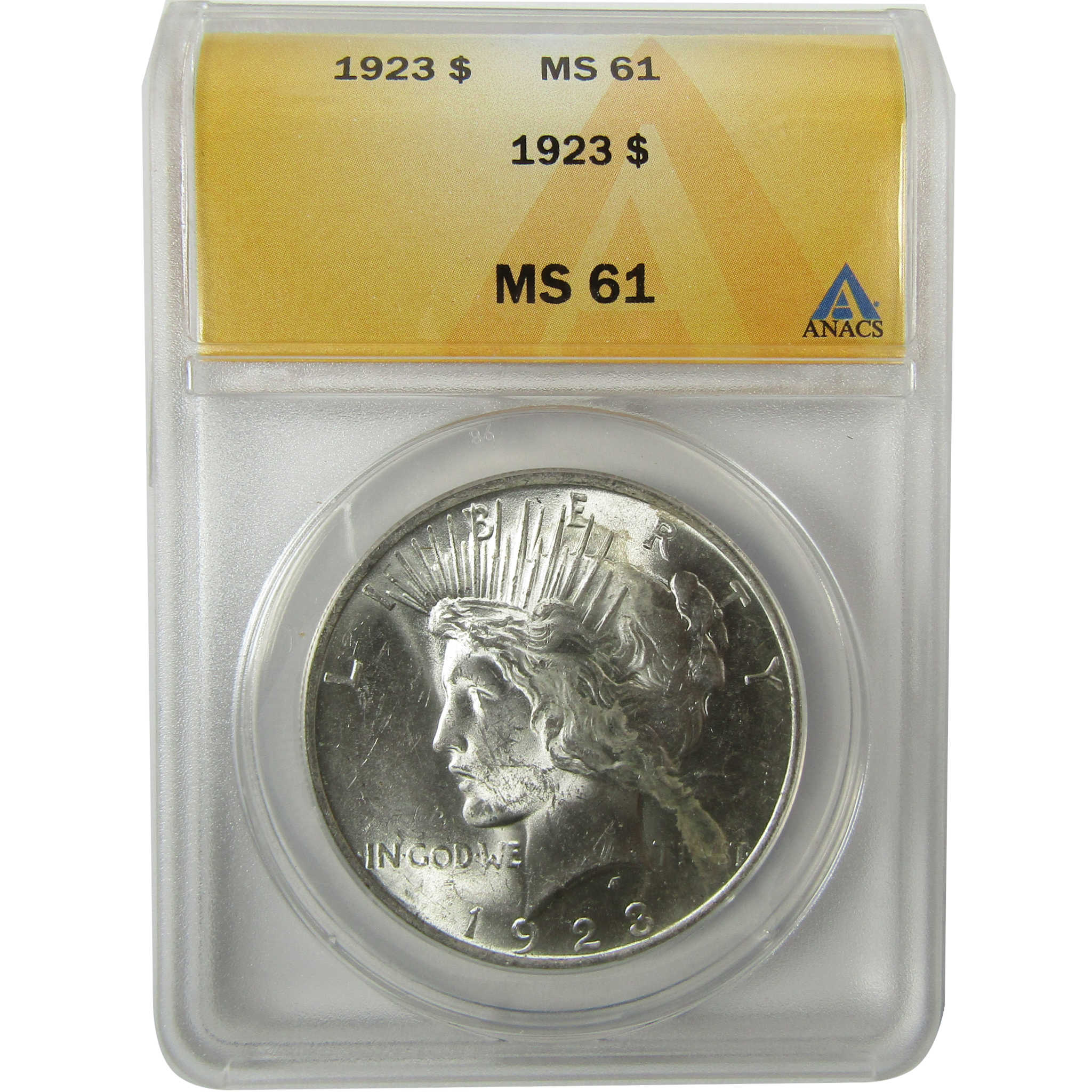 1923 Peace Silver Dollar MS 61 ANACS Uncirculated $1 Coin SKU:I28302
