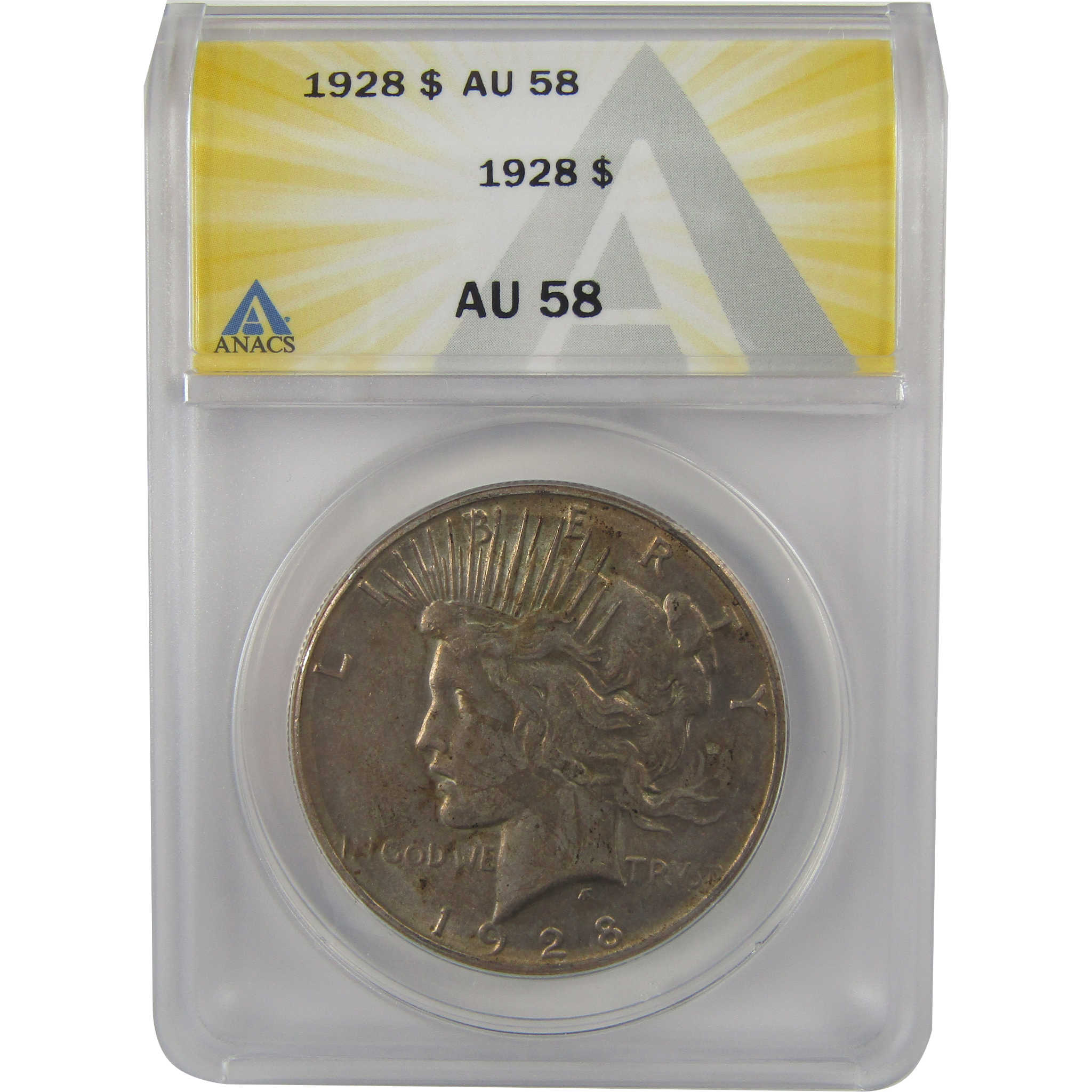 1928 Peace Dollar AU 58 ANACS Silver $1 Coin SKU:I22242