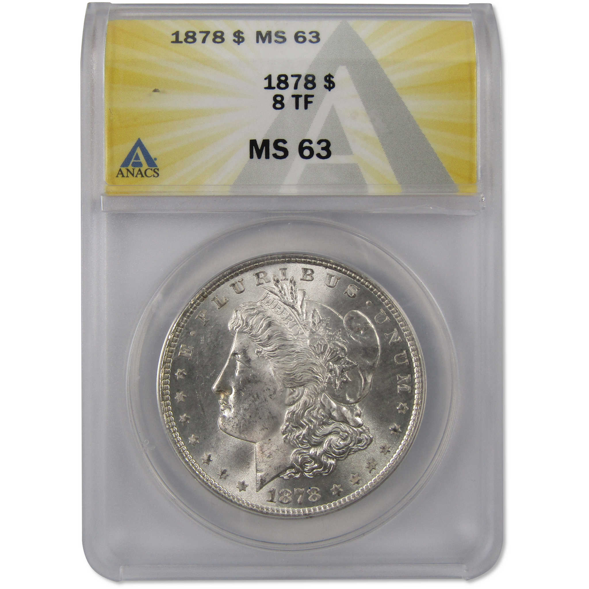 1878 8TF Morgan Dollar MS 63 ANACS Silver $1 Coin Toned SKU:I10162