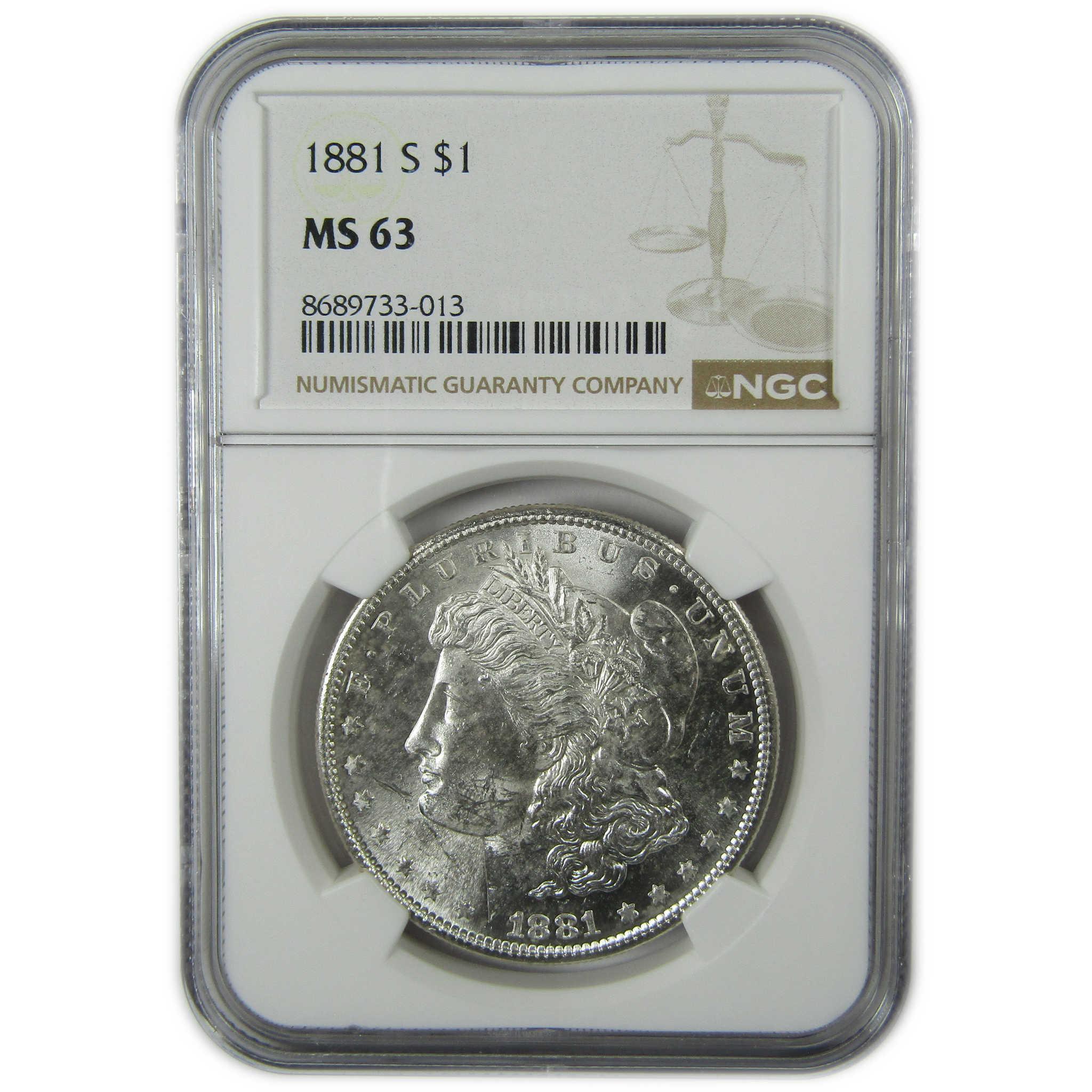 1881 S Morgan Silver Dollar MS 63 NGC Uncirculated $1 Coin SKU:CP435 - Morgan coin - Morgan silver dollar - Morgan silver dollar for sale - Profile Coins & Collectibles
