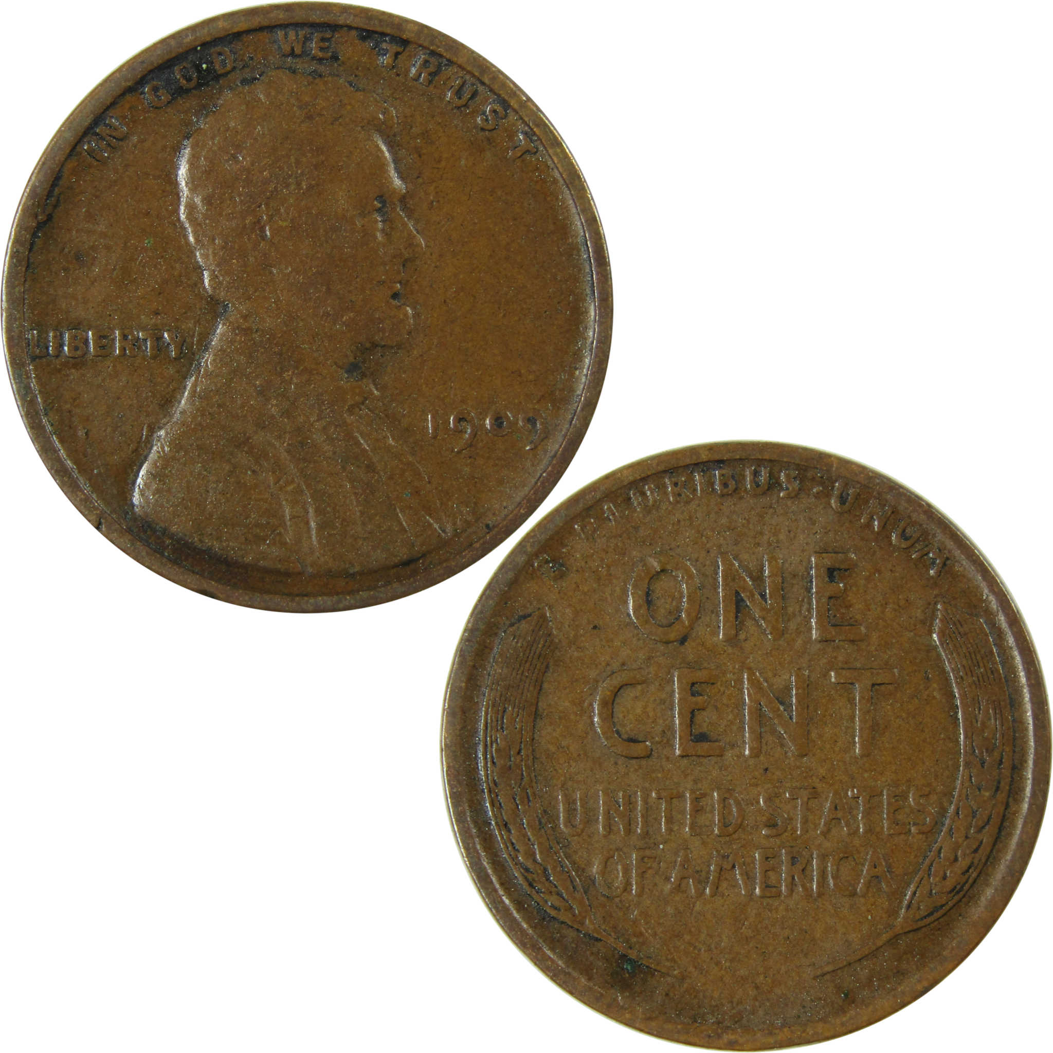 1909 Lincoln Wheat Cent F Fine Penny 1c Coin Collectible SKU:I26338