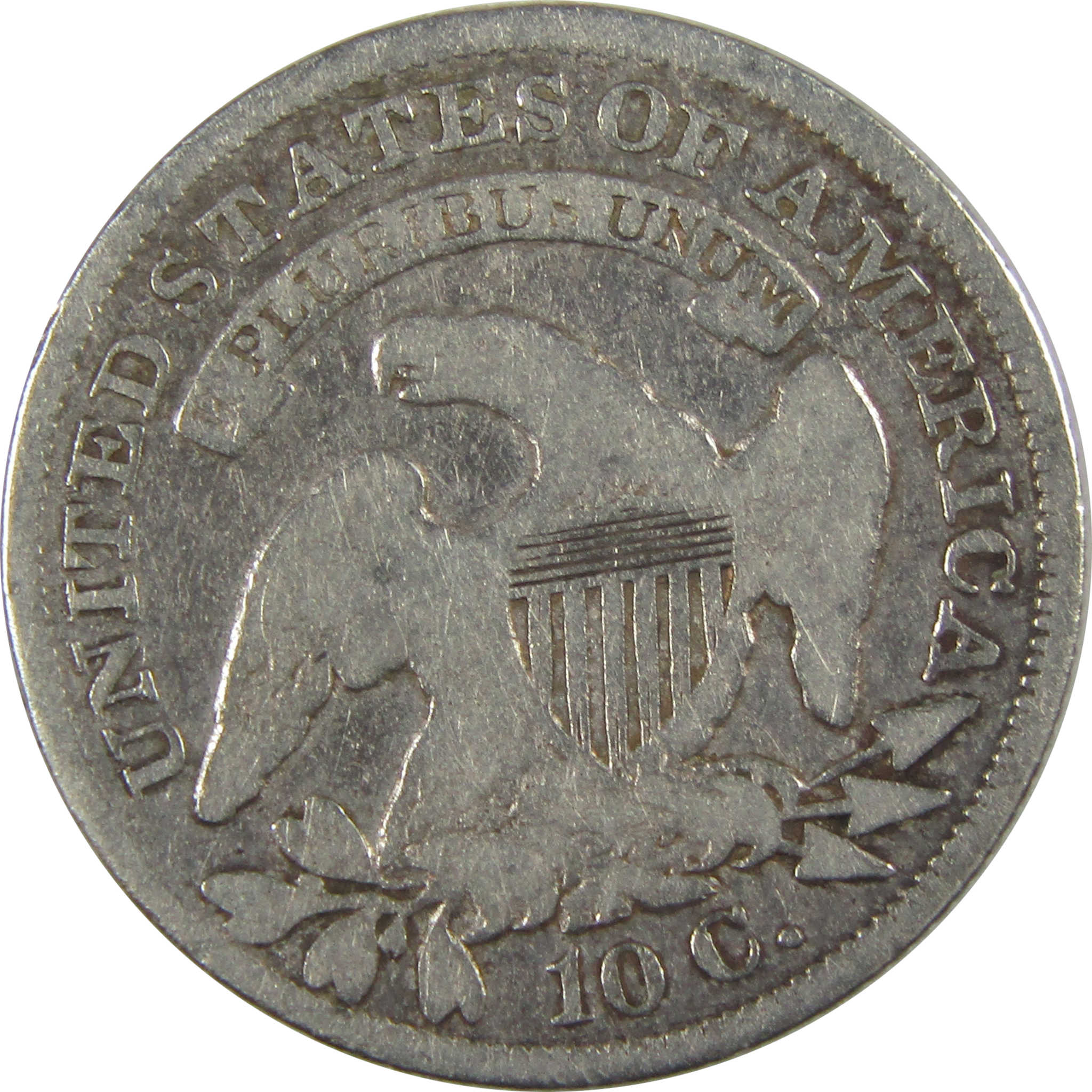 1837 Capped Bust Dime F Fine Details Silver 10c Coin SKU:CPC0945