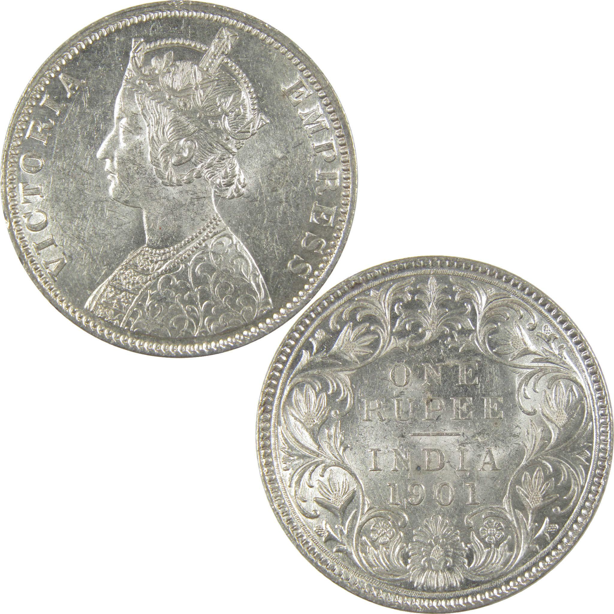 1877-1901 Victoria Rupee XF EF Extremely Fine Silver Coin
