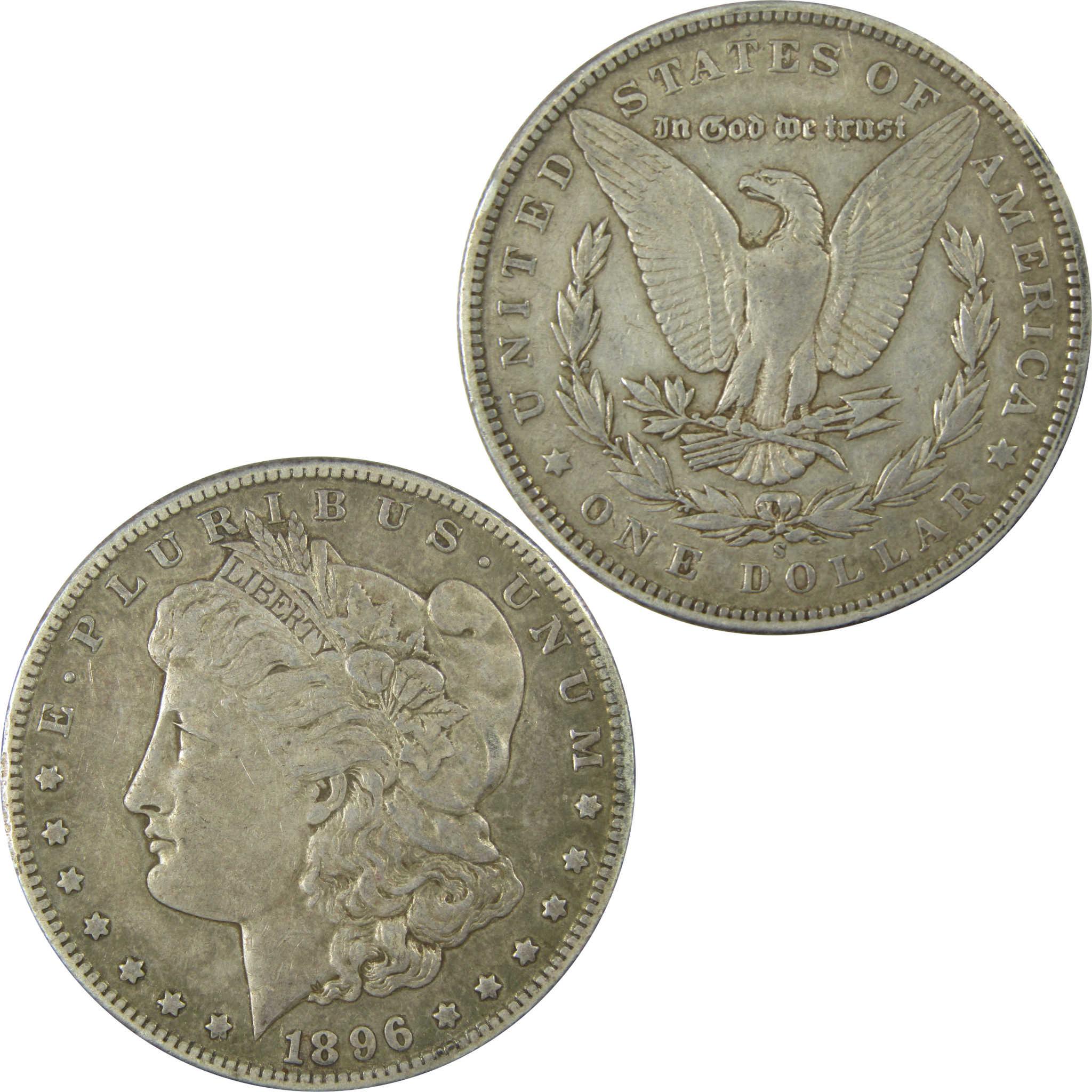 1896 S Morgan Silver Dollar VF Very Fine $1 Coin SKU:I25924 - Morgan coin - Morgan silver dollar - Morgan silver dollar for sale - Profile Coins & Collectibles