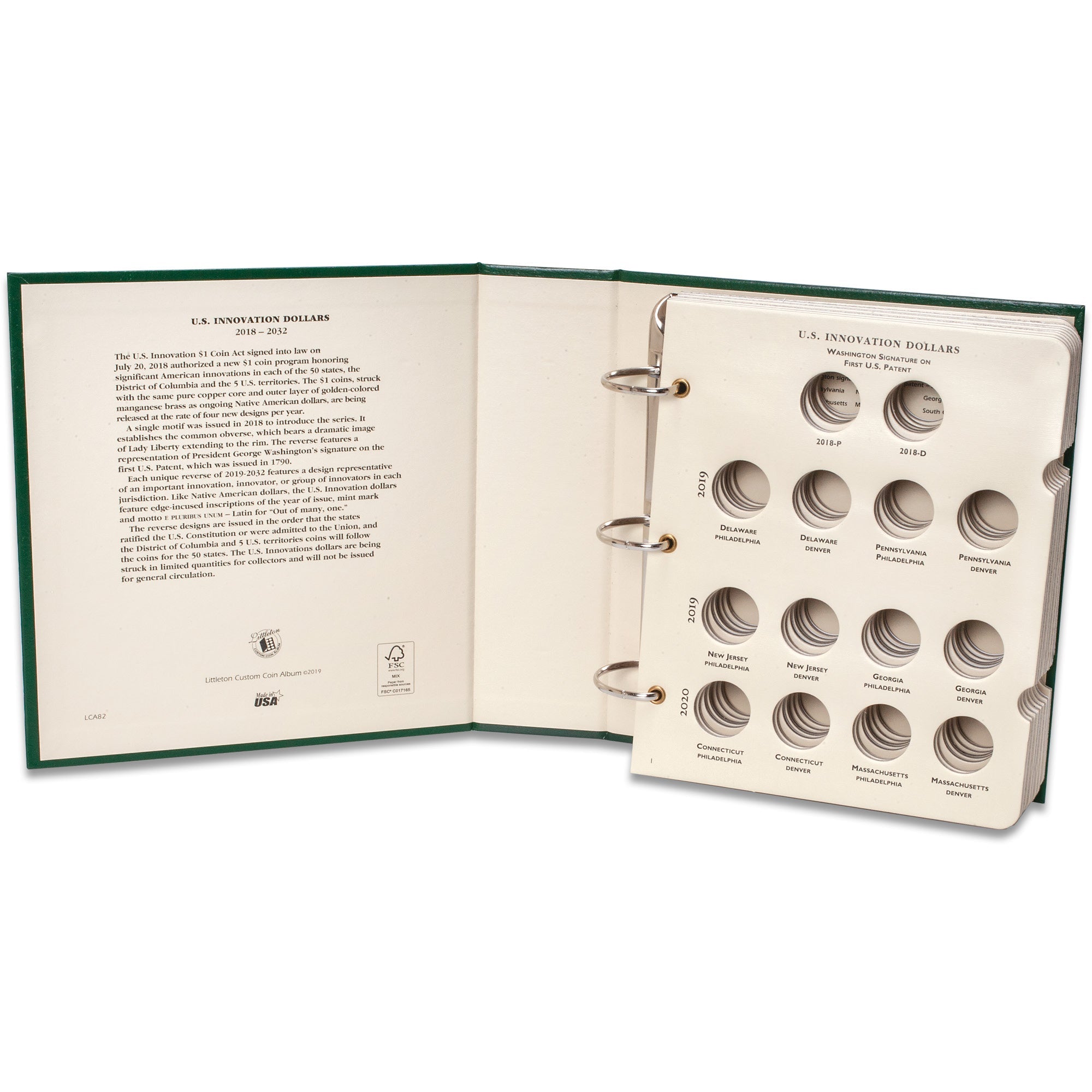 2018-2032 P&D U.S. Innovation Dollar Coin Album Littleton Coin Company
