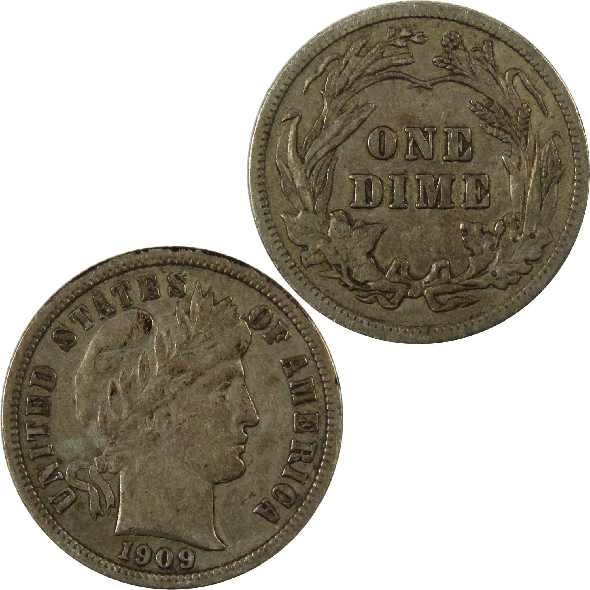 1909 Barber Silver Dime VF/XF Very Fine / Extremely Fine SKU:CP1331