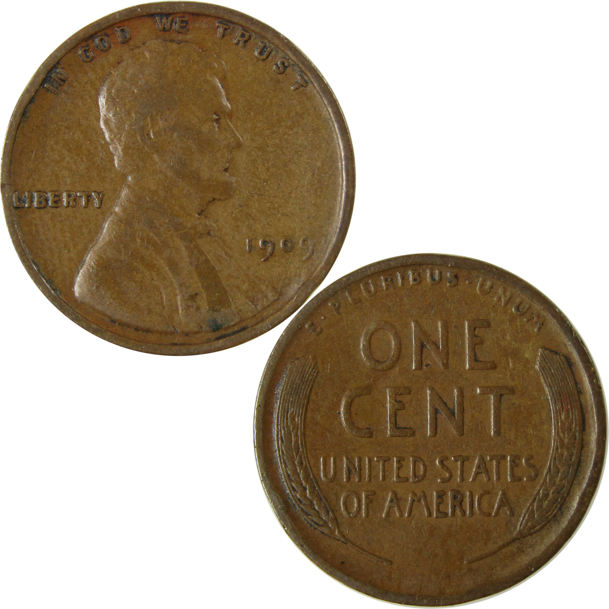 1909 Lincoln Wheat Cent F Fine Details Penny 1c Coin SKU:I26324