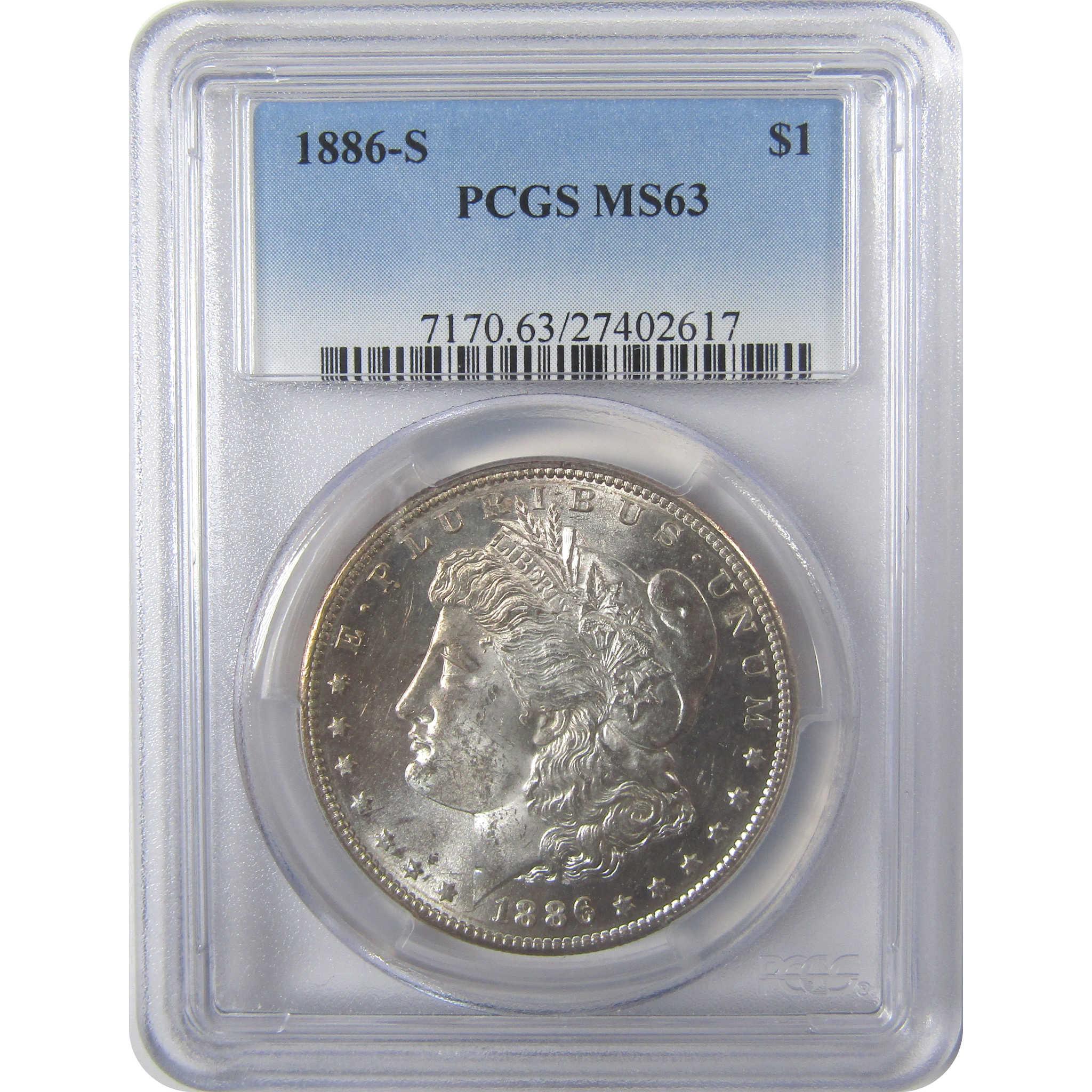 1886 S Morgan Silver Dollar MS 63 PCGS Uncirculated $1 Coin SKU:I24099 - Morgan coin - Morgan silver dollar - Morgan silver dollar for sale - Profile Coins & Collectibles
