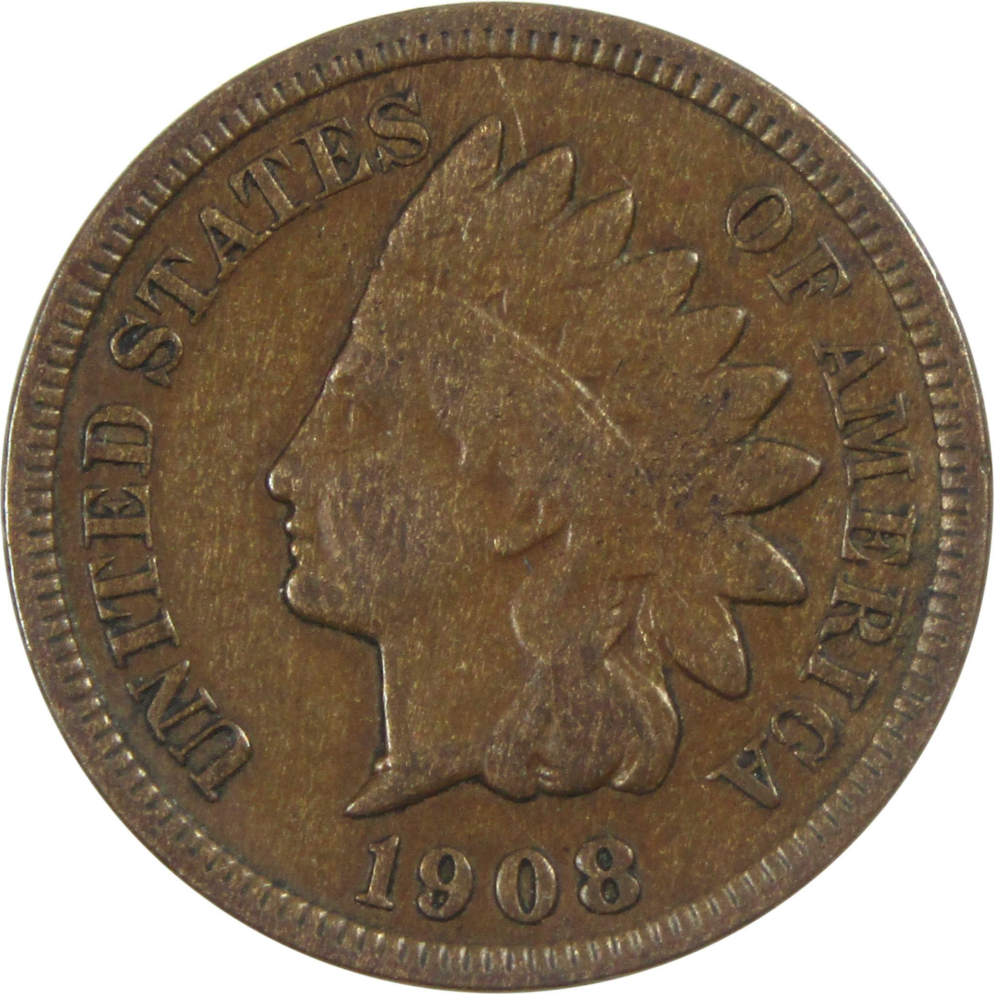 1908 S Indian Head Cent VG Very Good Penny 1c Coin SKU:CPC7909