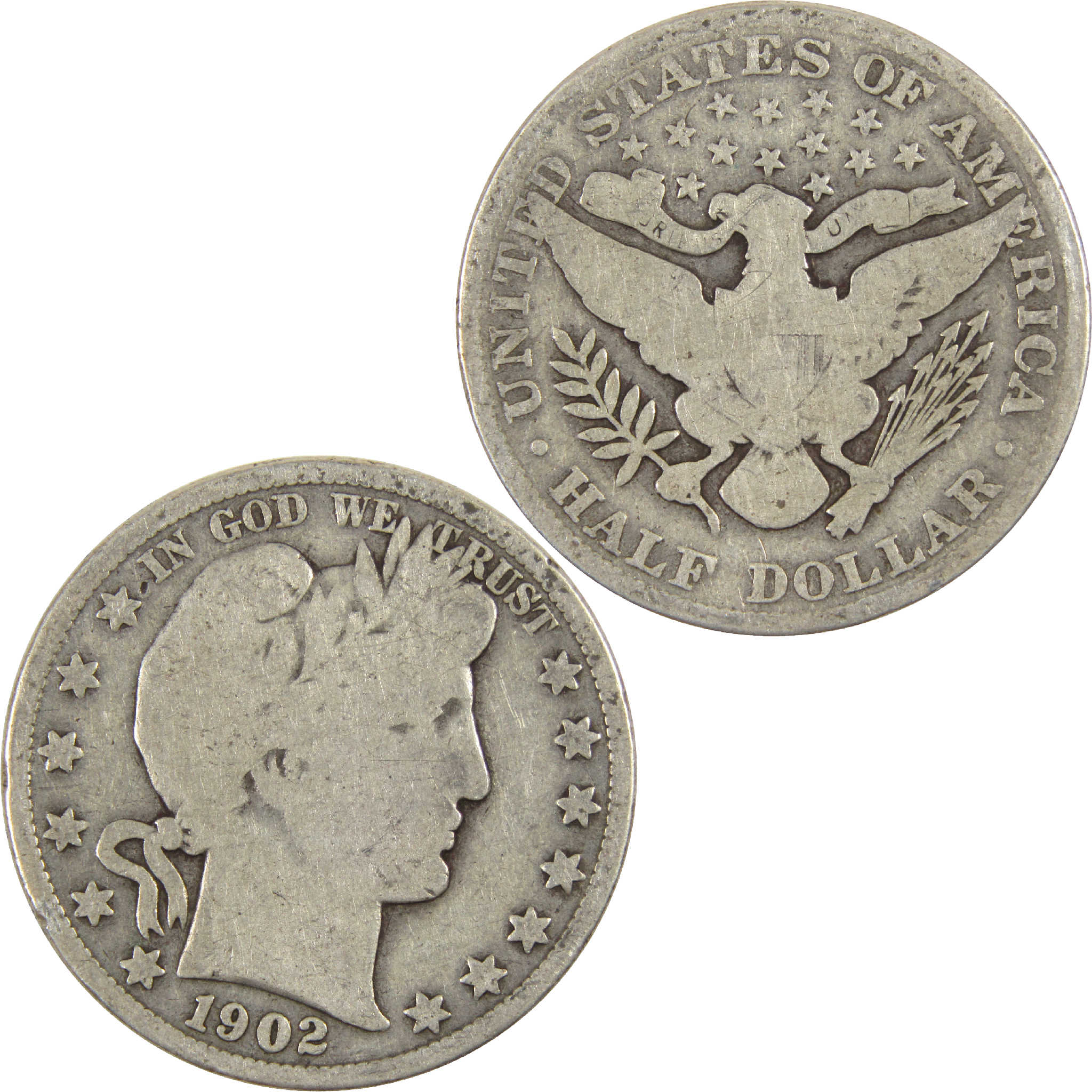 1902 Barber Half Dollar G Good Silver 50c Coin