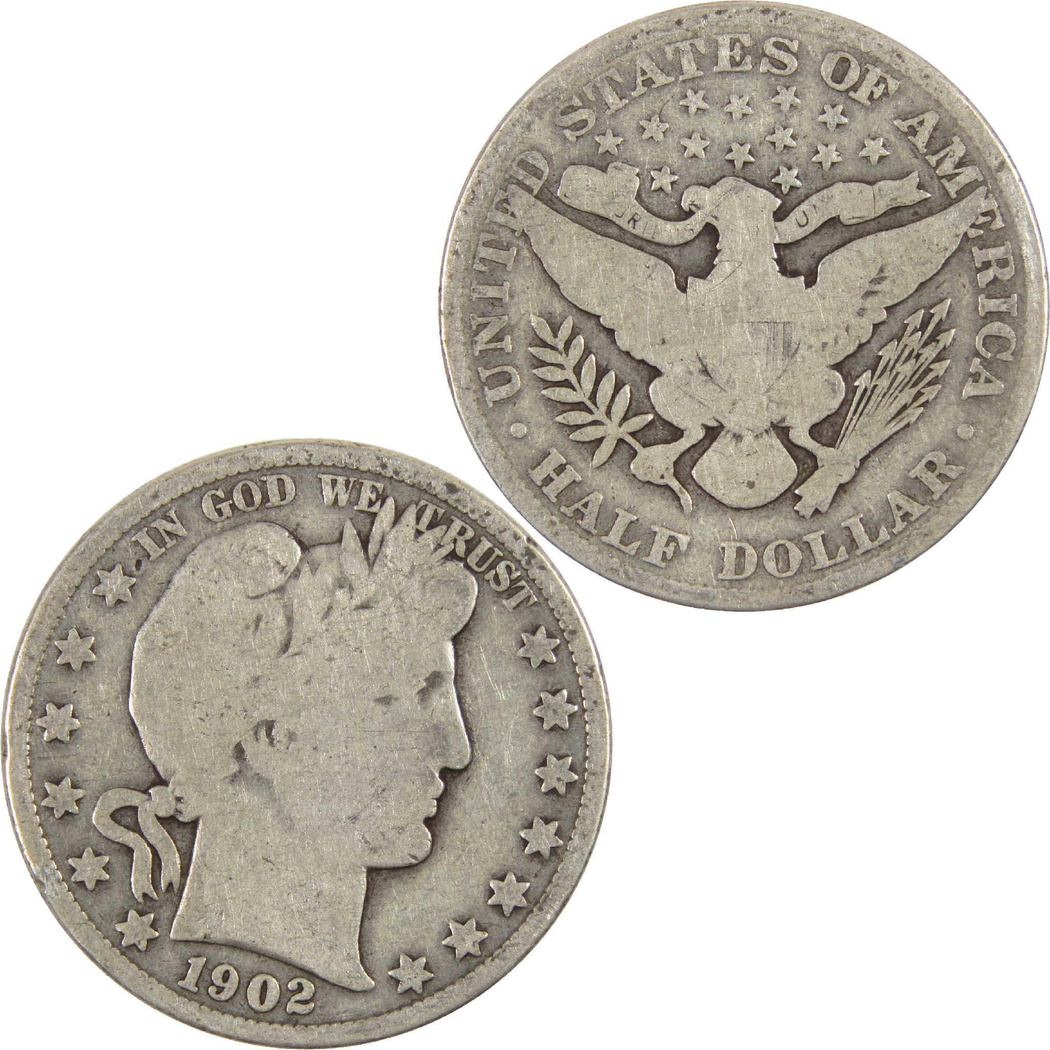 1902 Barber Half Dollar G Good Silver 50c Coin
