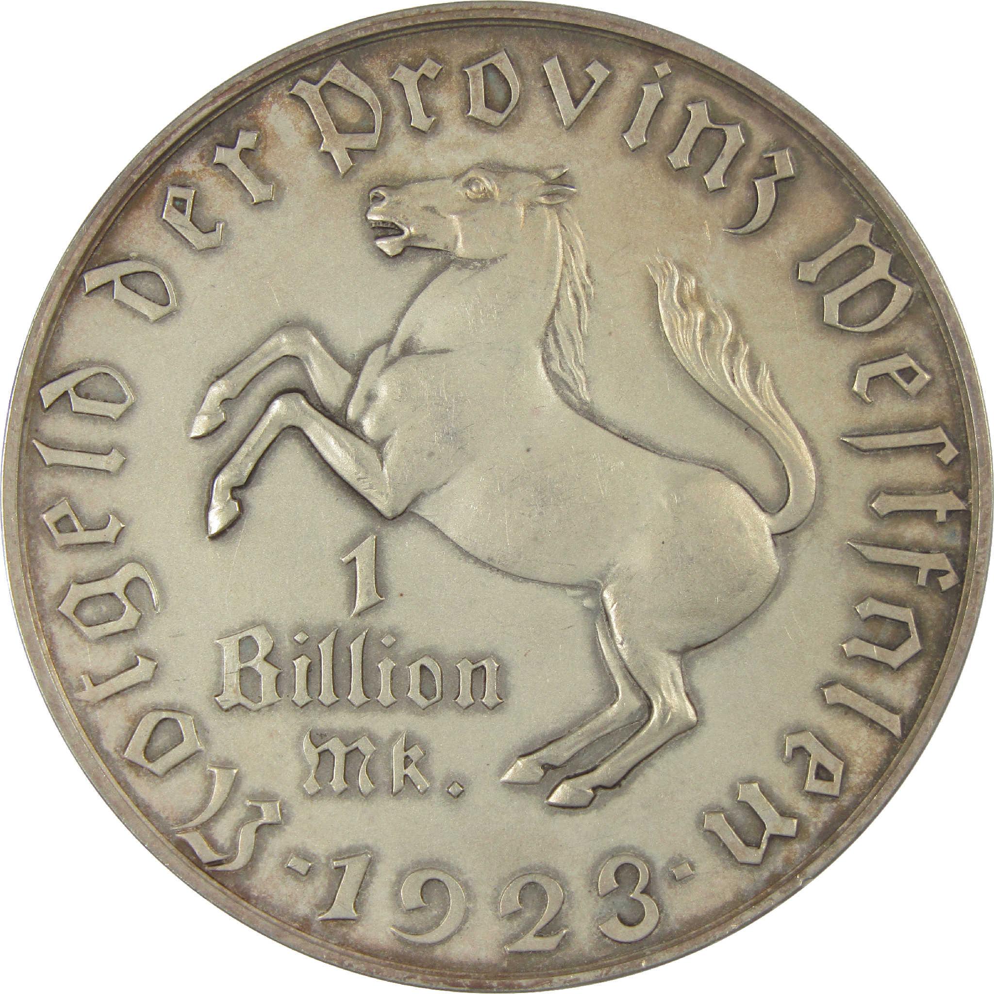 1923 Westphalia Baron vom Stein 1 Trillion Marks XF EF Extremely Fine