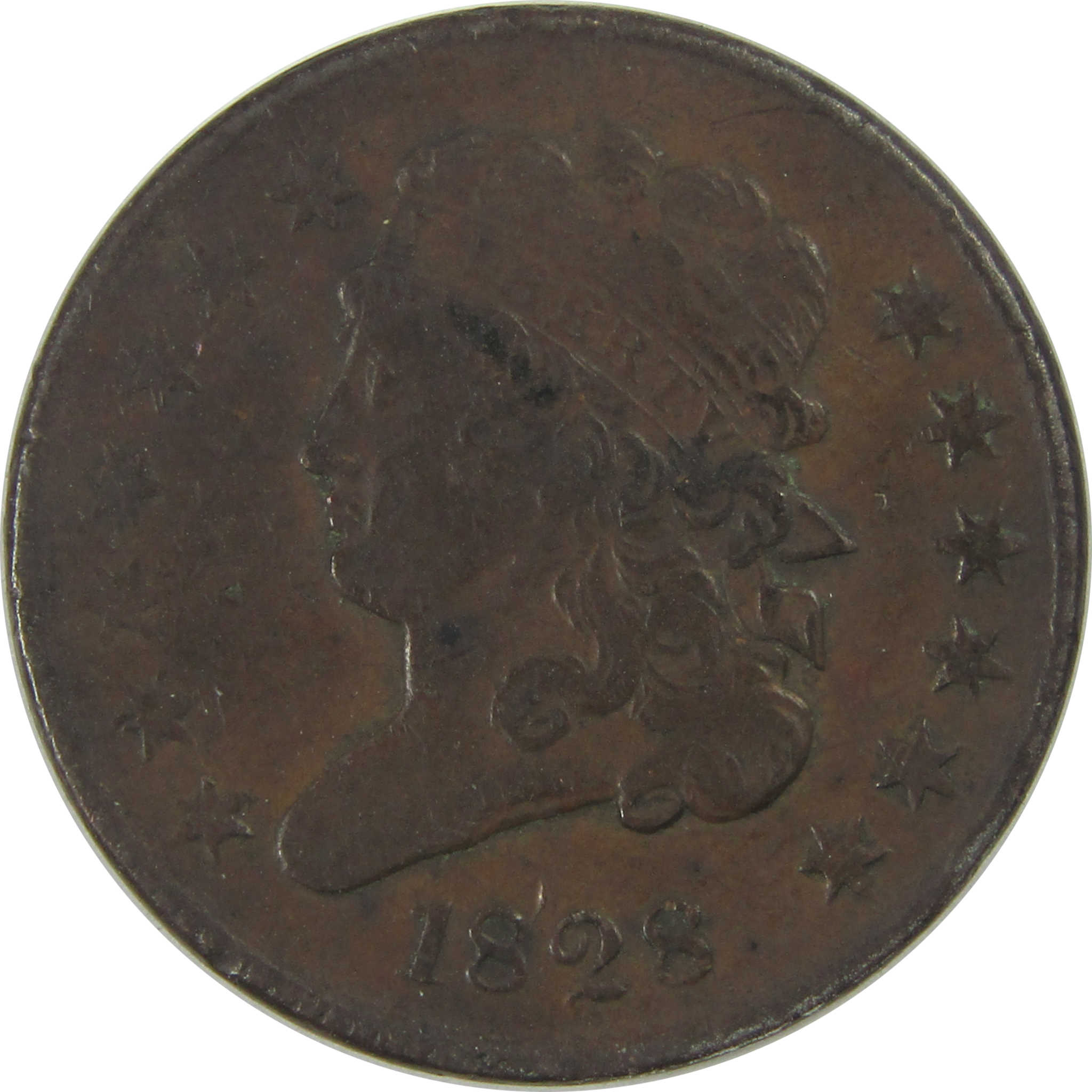 1828 13 Stars Classic Head Half Cent VF Details Copper SKU:CPC0570
