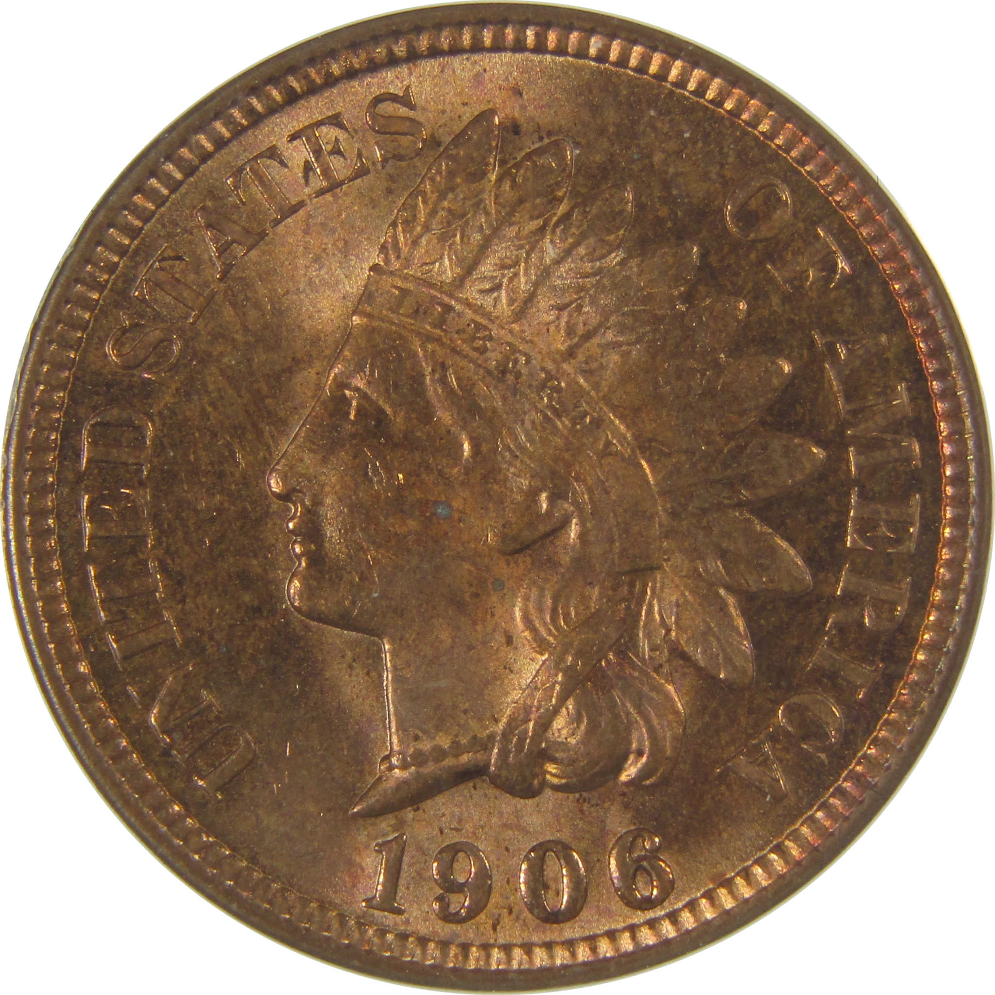 1906 Indian Head Cent MS 63 RB ANACS Penny Uncirculated SKU:I23085