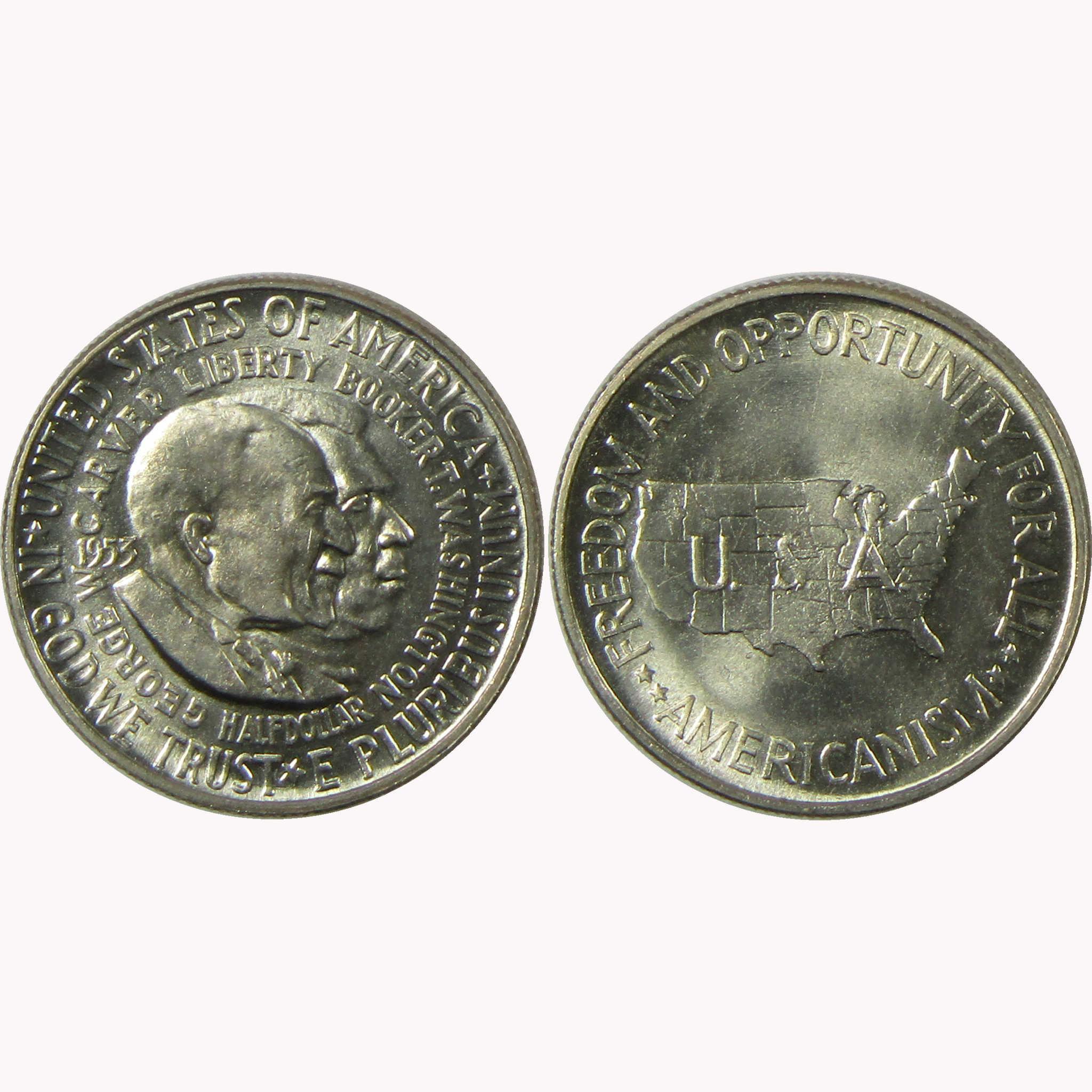 1953 PDS Washington-Carver 50C 3 Coin All Mint Set BU Very Choice Unc