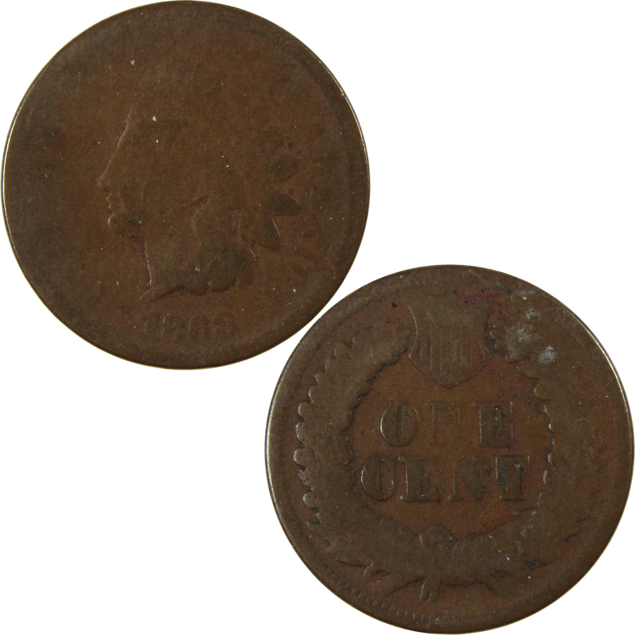 1868 Indian Head Cent AG About Good Penny 1c Coin SKU:I26018