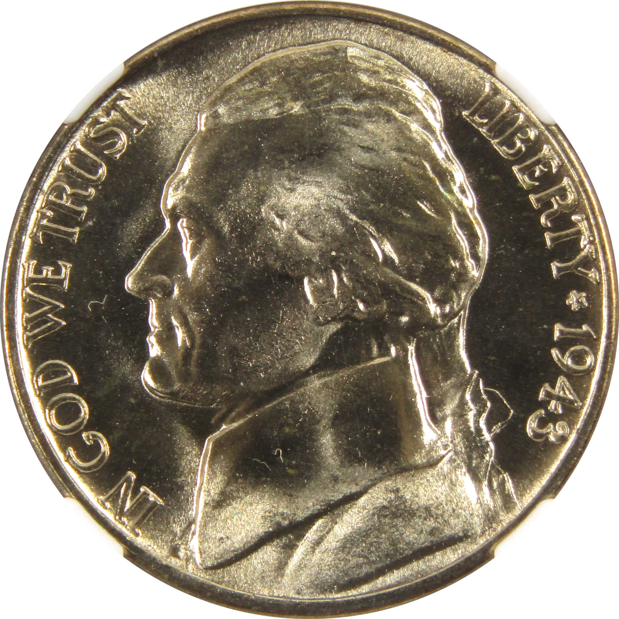 1943 D Jefferson Nickel MS 68 NGC 35% Wartime Silver 5c Unc SKU:I9726