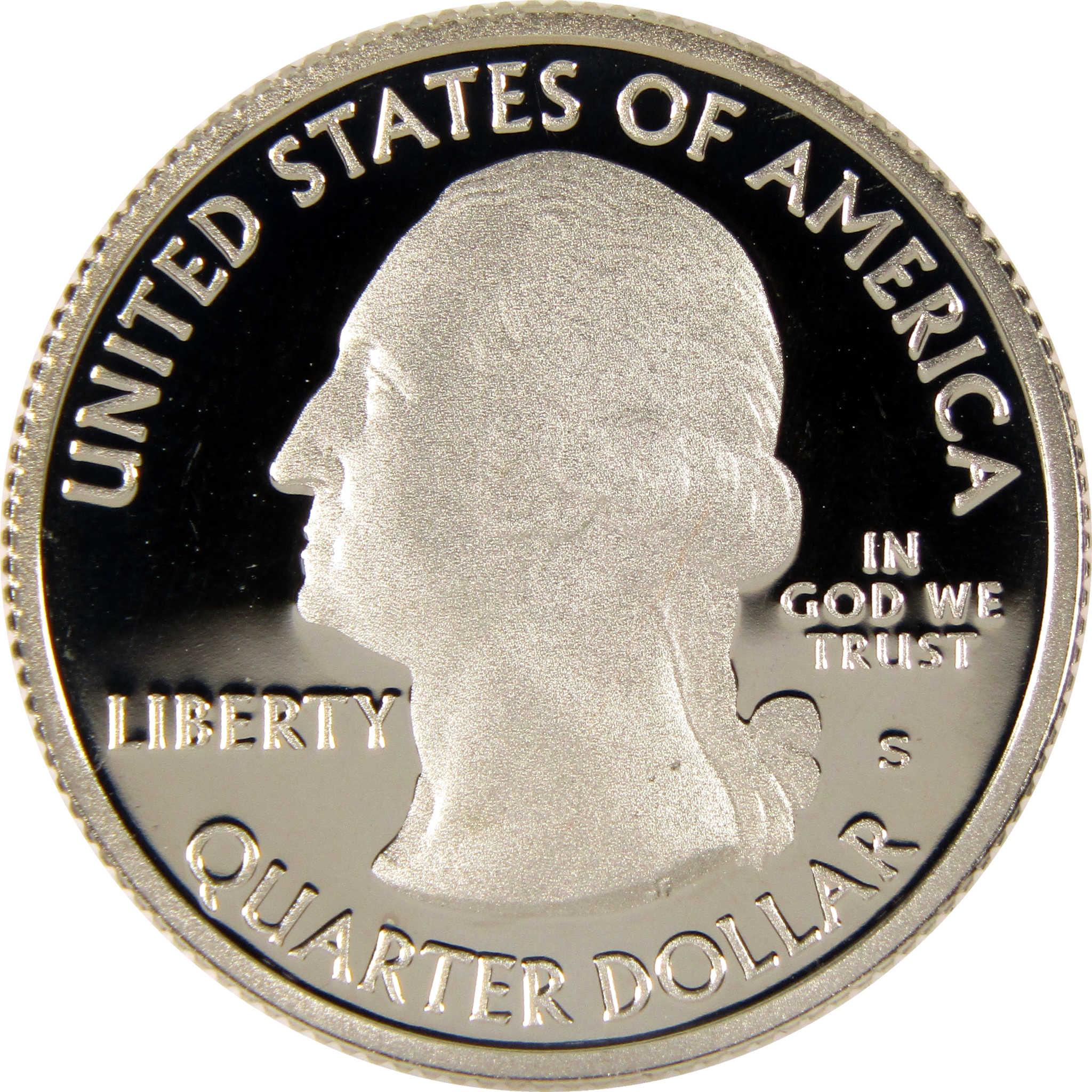 United States quarter dollar coin obverse with Washington profile, mint mark S