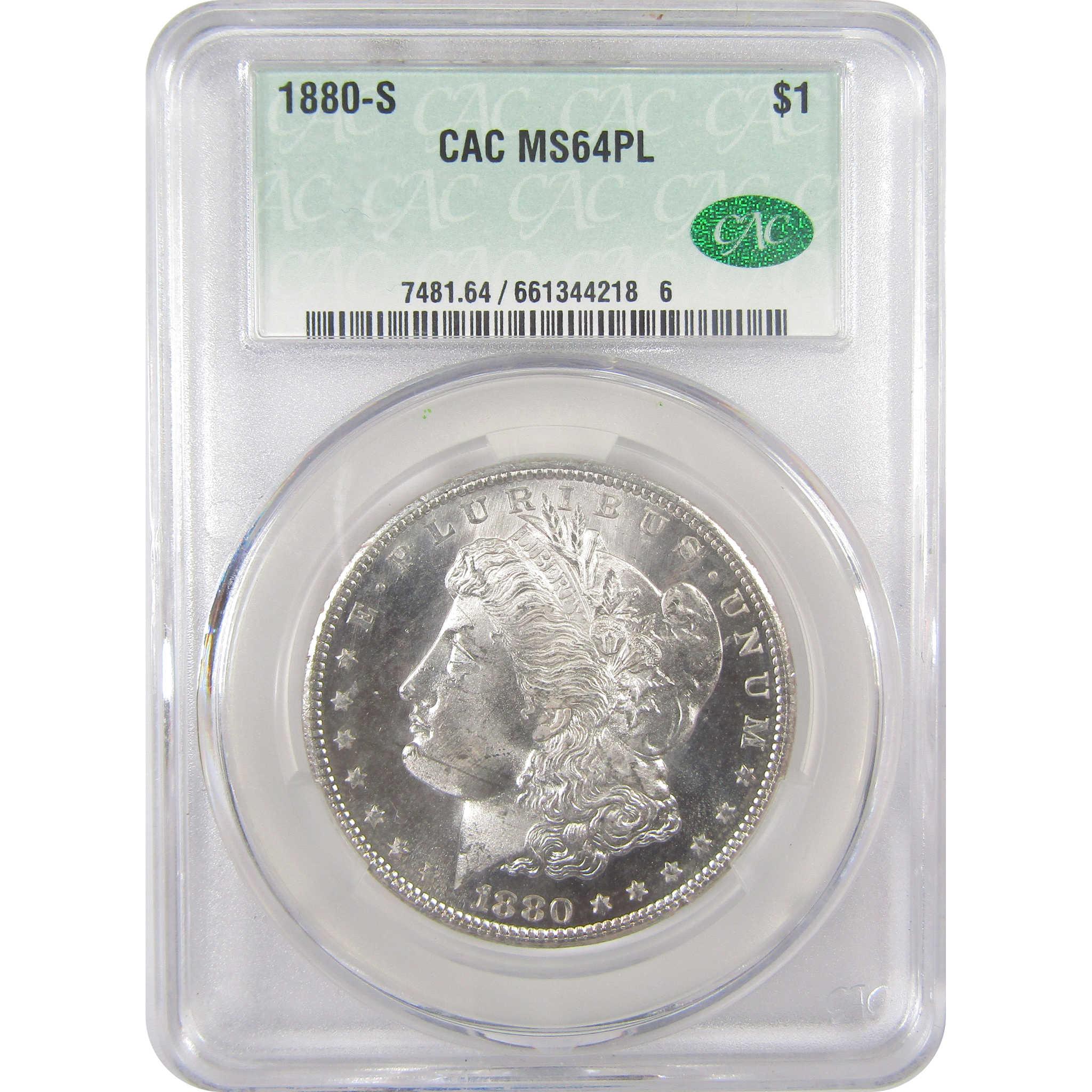 1880 S Morgan Dollar MS 64 PL CAC Silver Proof-Like $1 Coin SKU:I17408 - Morgan coin - Morgan silver dollar - Morgan silver dollar for sale - Profile Coins & Collectibles
