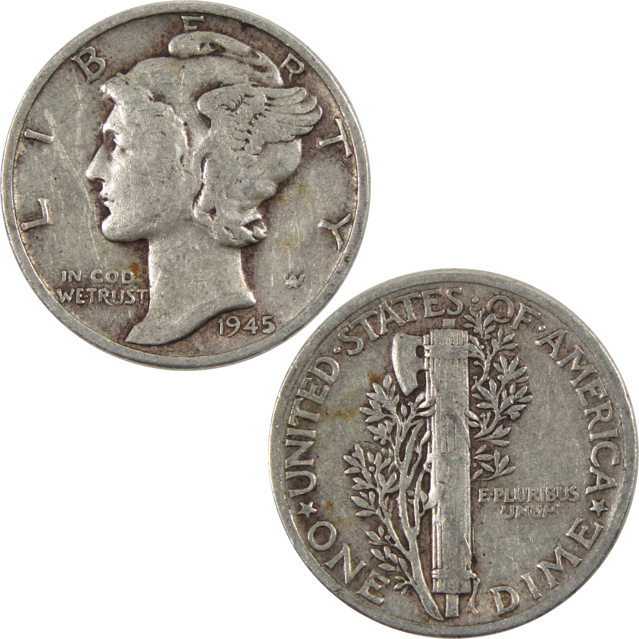 1945 Mercury Dime AG About Good 90% Silver 10c Coin