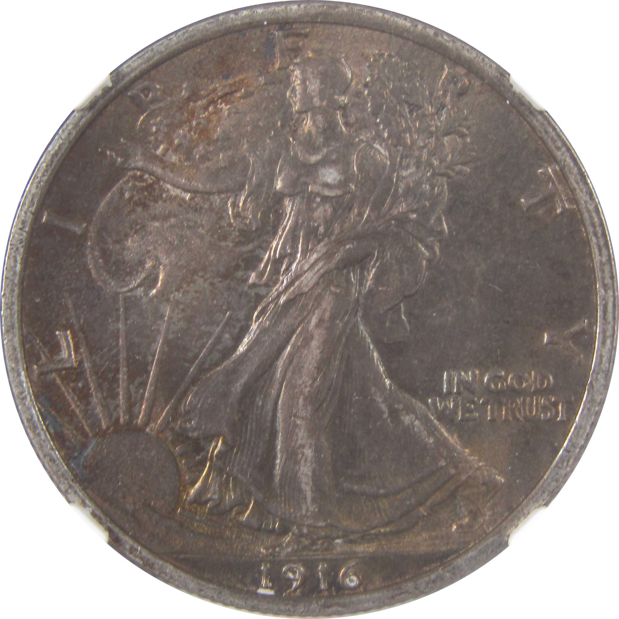 1916 Liberty Walking Half Dollar AU 58 NGC Silver 50c Coin SKU:I17925