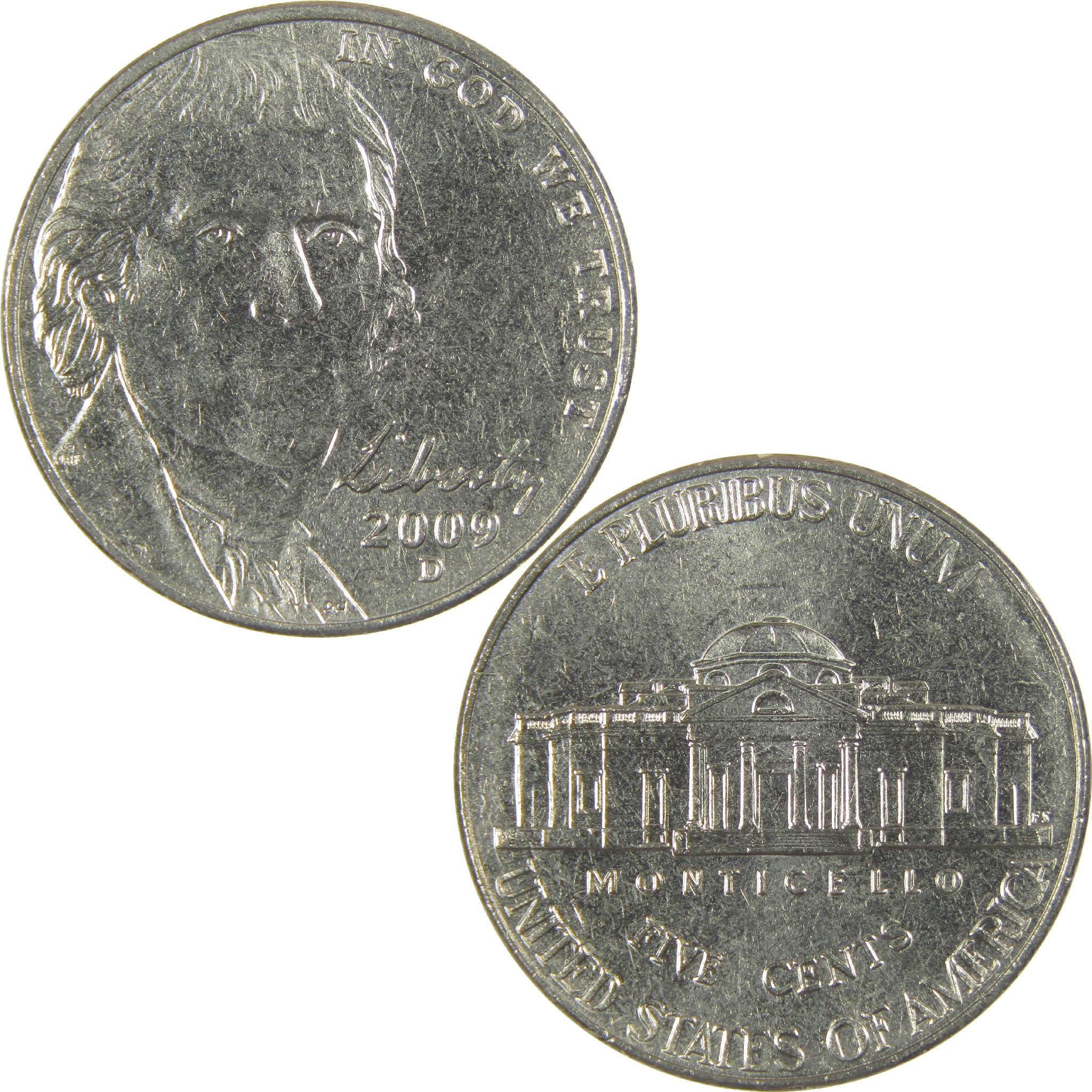 2009 D Jefferson Nickel Uncirculated 5c Coin