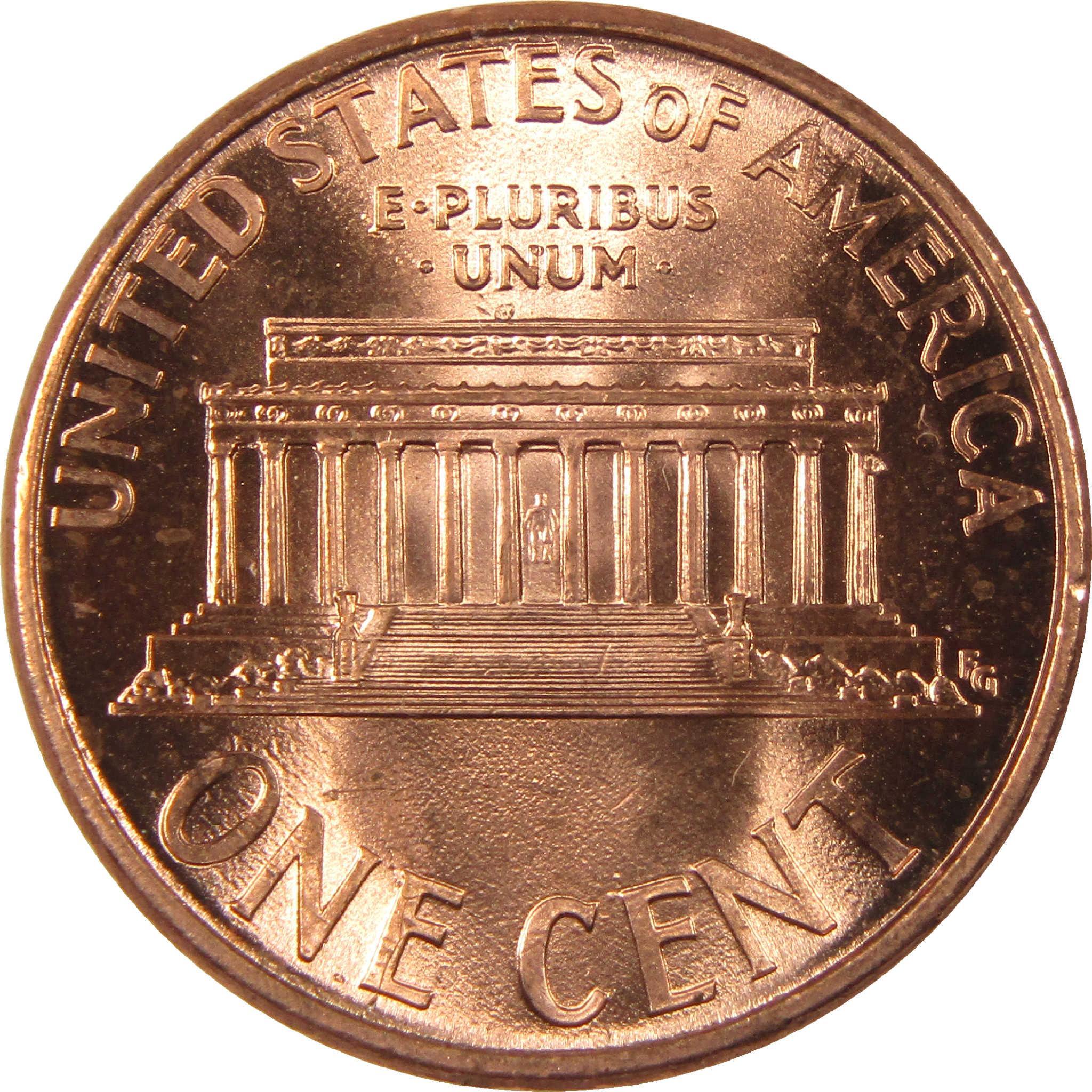 US Lincoln Memorial one cent coin reverse with copper finish, collectible coin