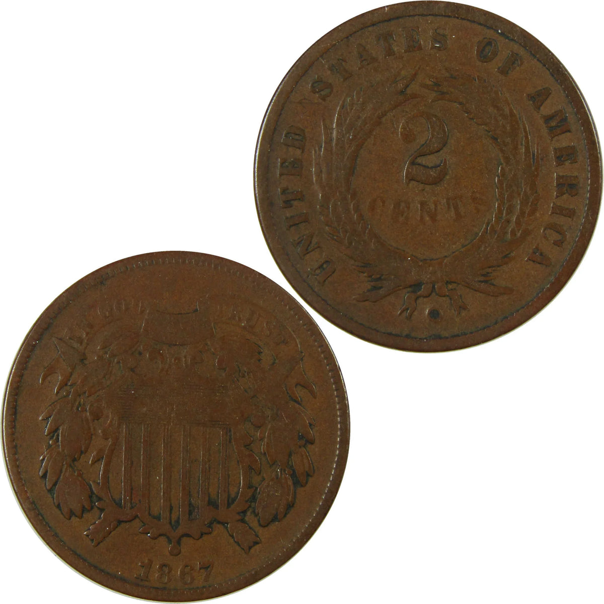 1867 Two Cent Piece VG Very Good Details 2c Coin SKU:I27864