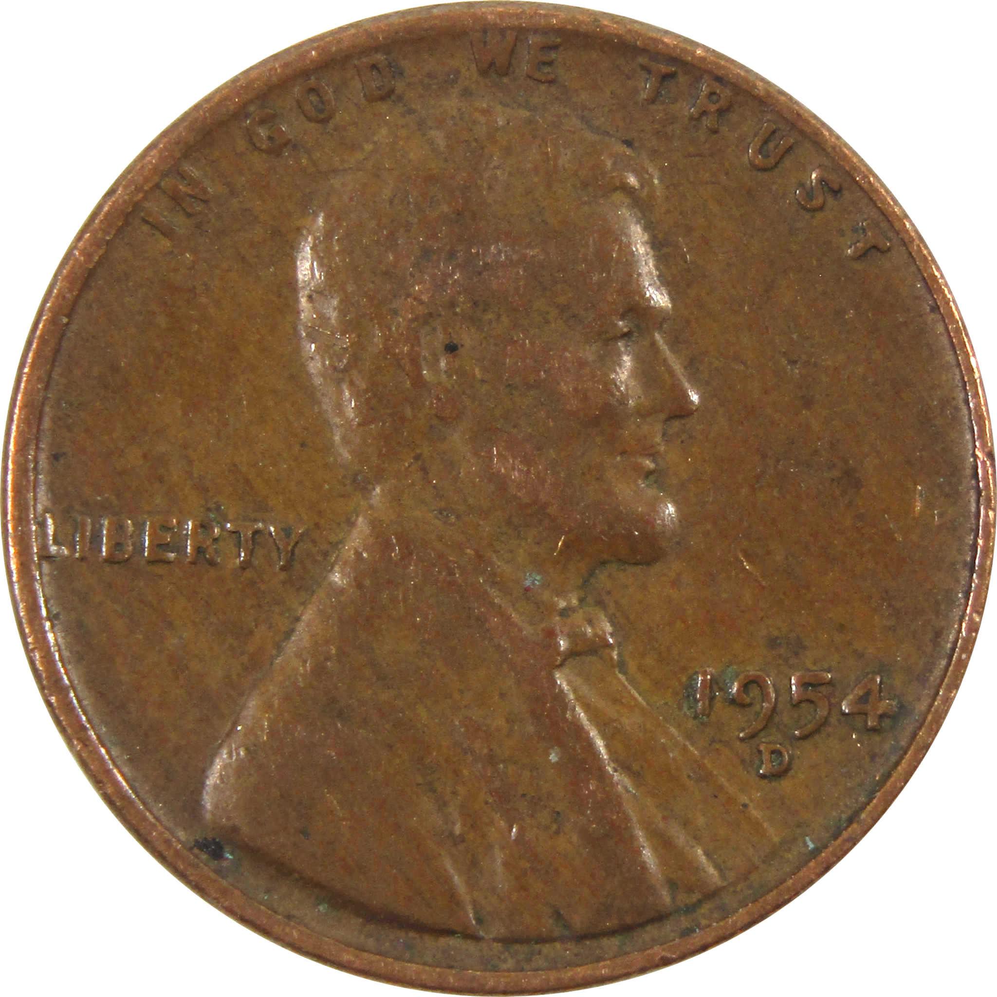 1954 D Lincoln Wheat Cent AG About Good Penny 1c Coin