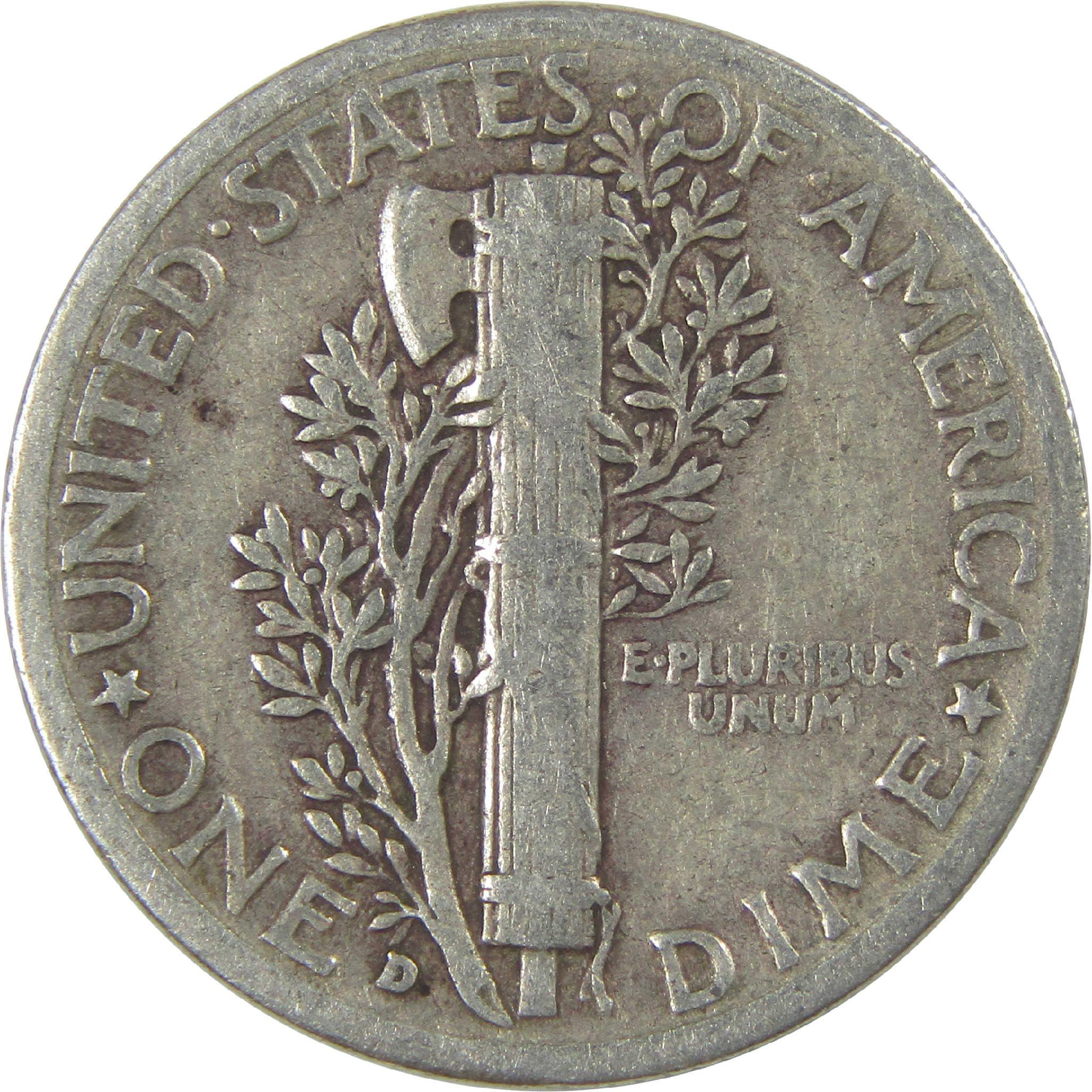 1942 D Mercury Dime Circulated Silver 10c Coin Collectible