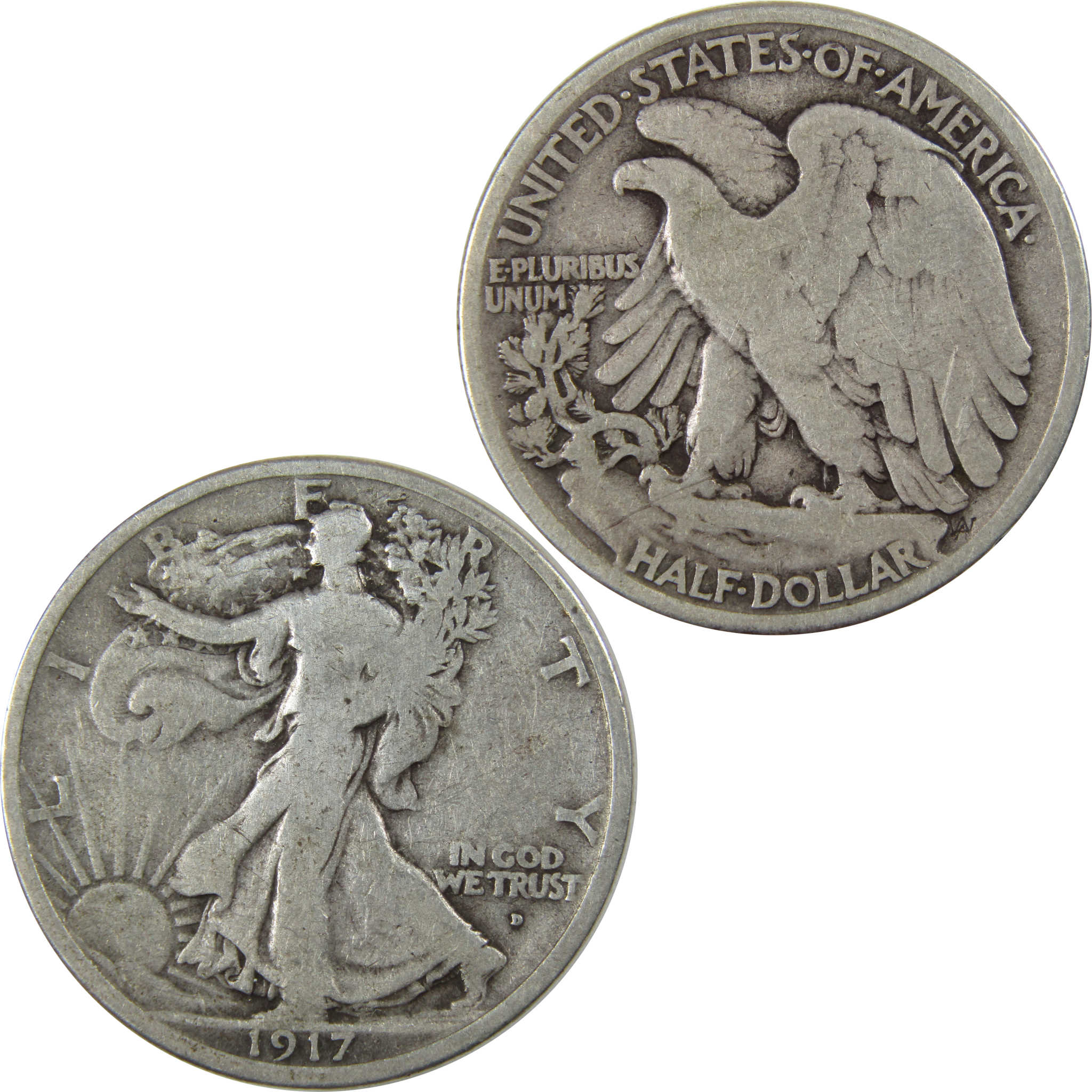 1917 D Obverse Liberty Walking Half Dollar VG Very Good SKU:I23475