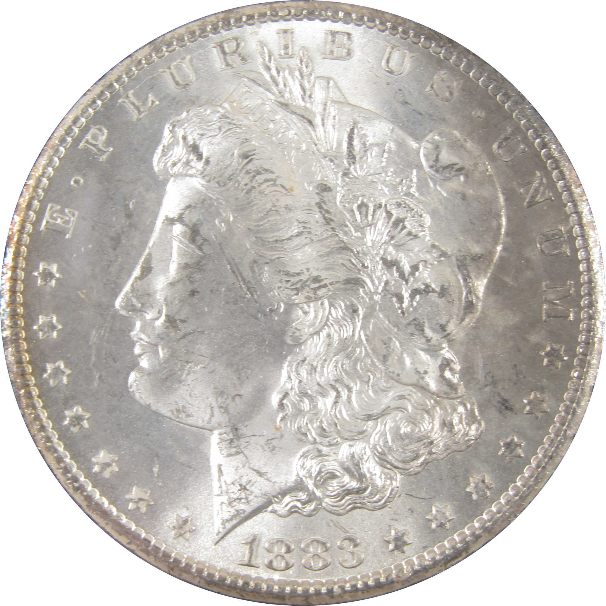 1883 CC GSA Morgan Dollar Uncirculated Silver $1 Coin Toned SKU:I17729