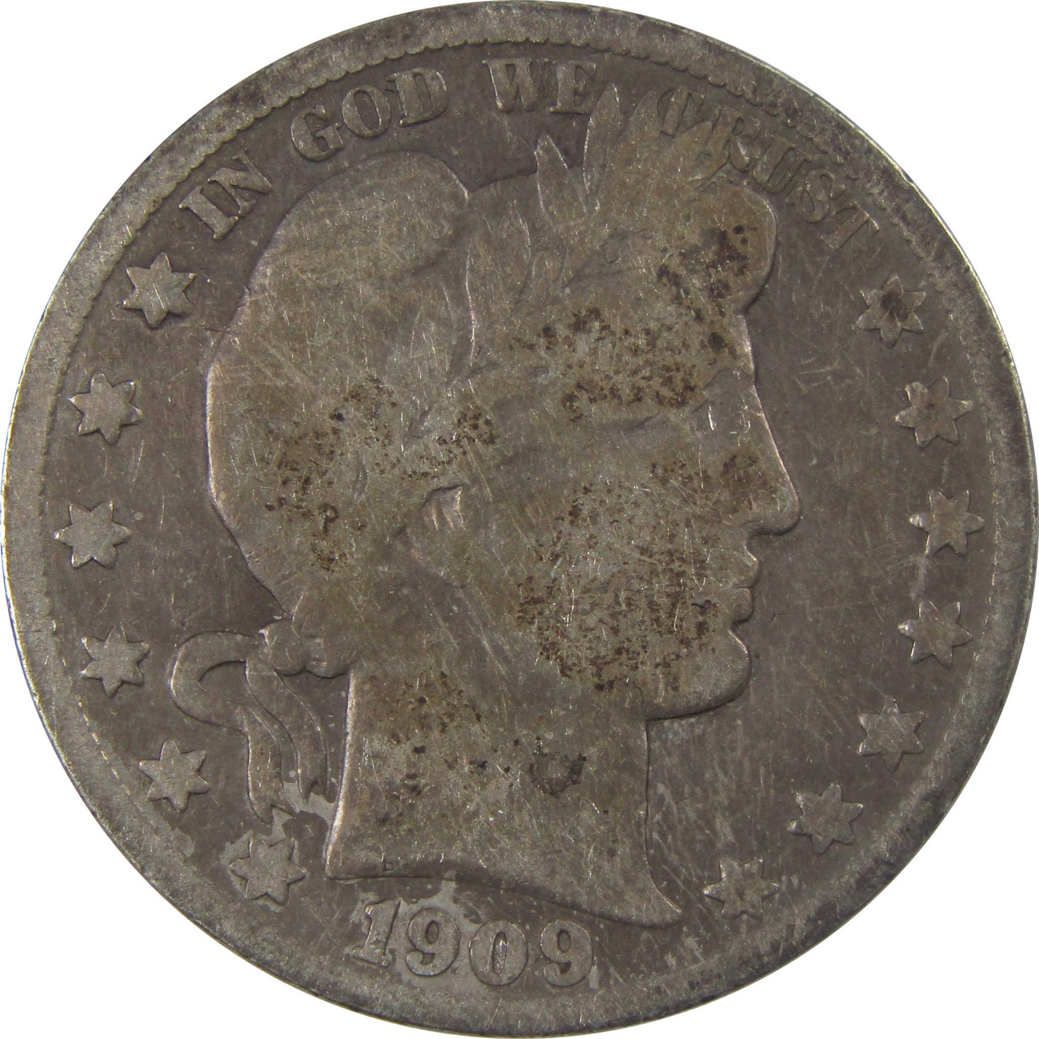 1909 S Barber Silver Half Dollar VG Very Good 50c Coin SKU:I25228
