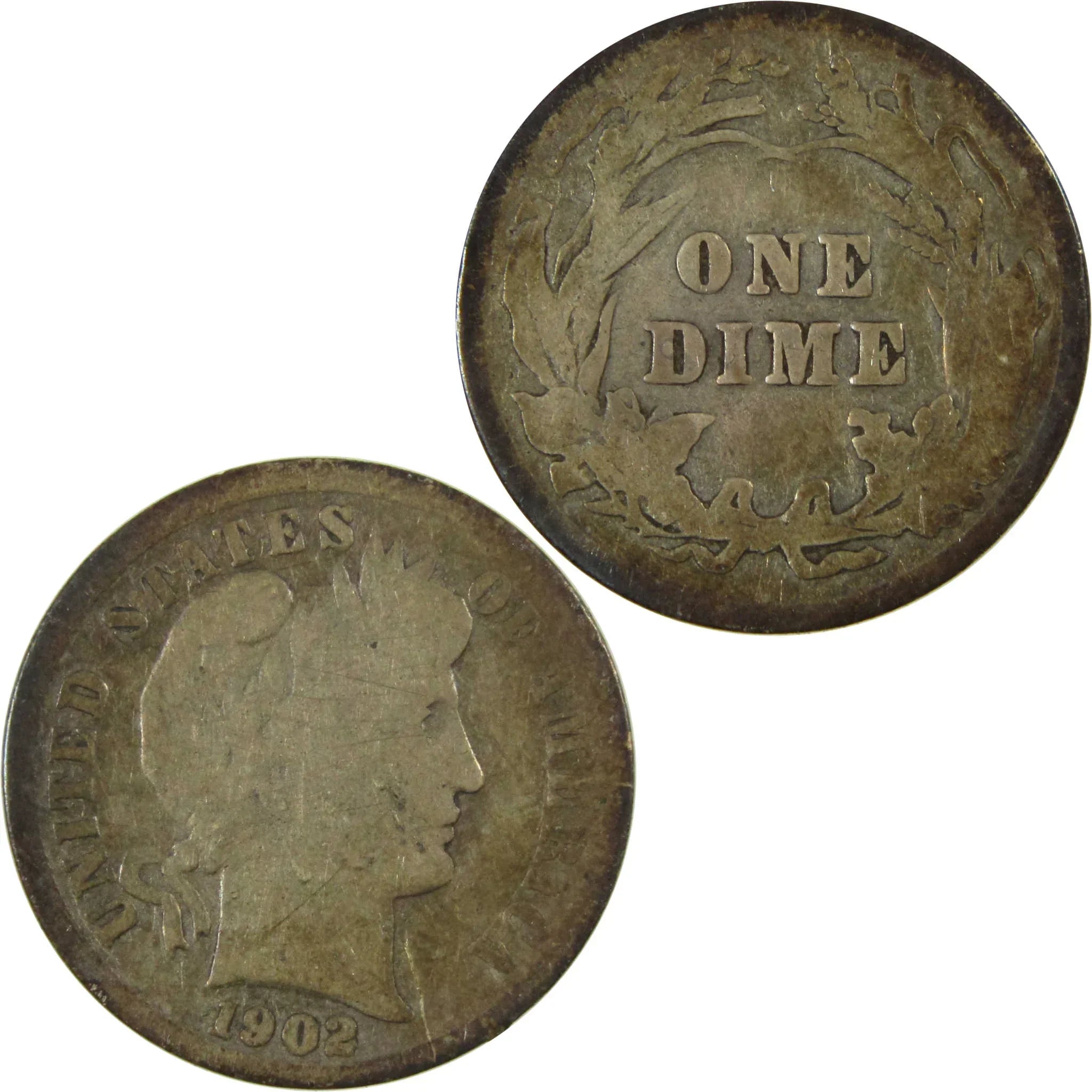 1902 Barber Silver Dime AG About Good 10c Coin Collectible SKU:CP720