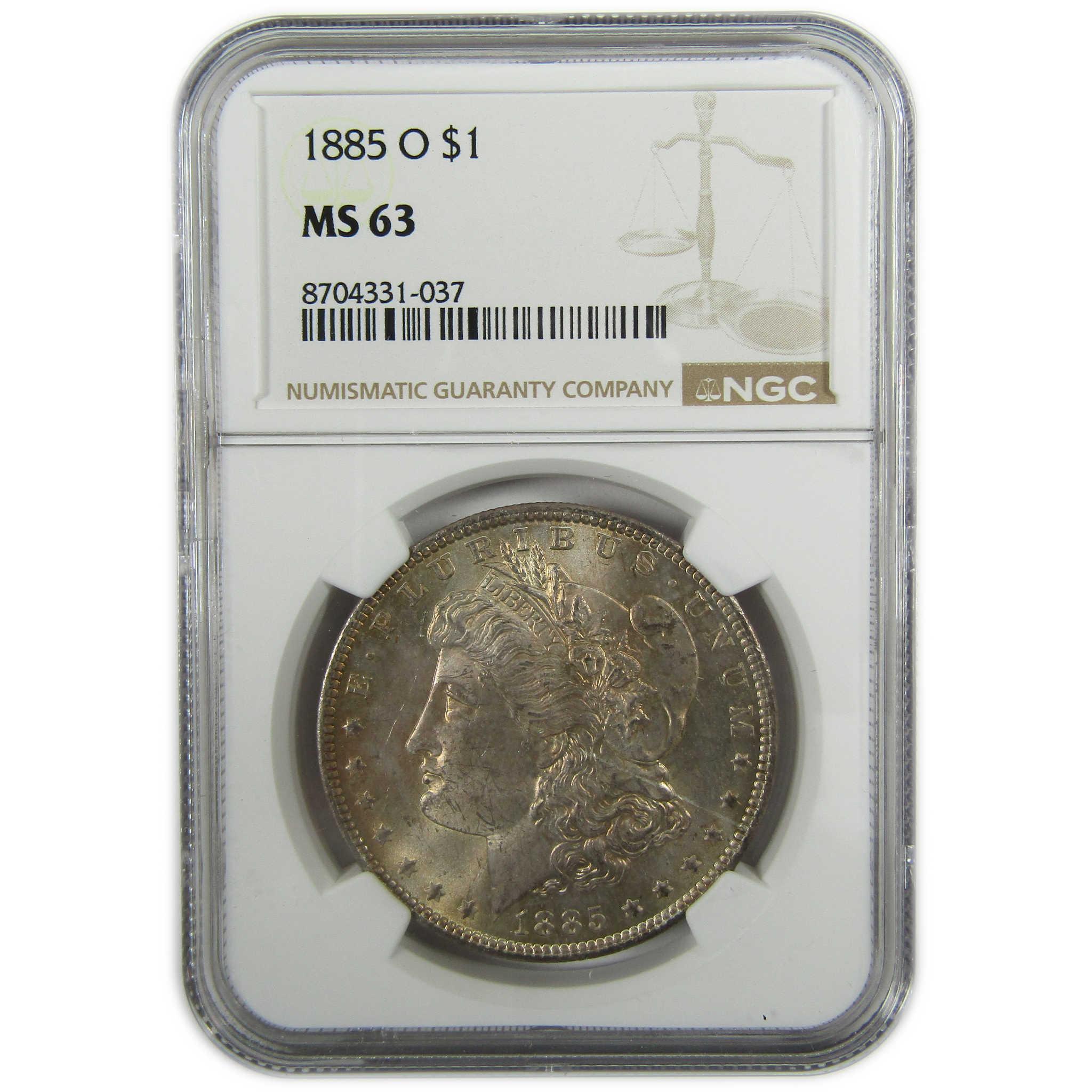 1885 O Morgan Silver Dollar MS 63 NGC Toned Obverse SKU:I27523