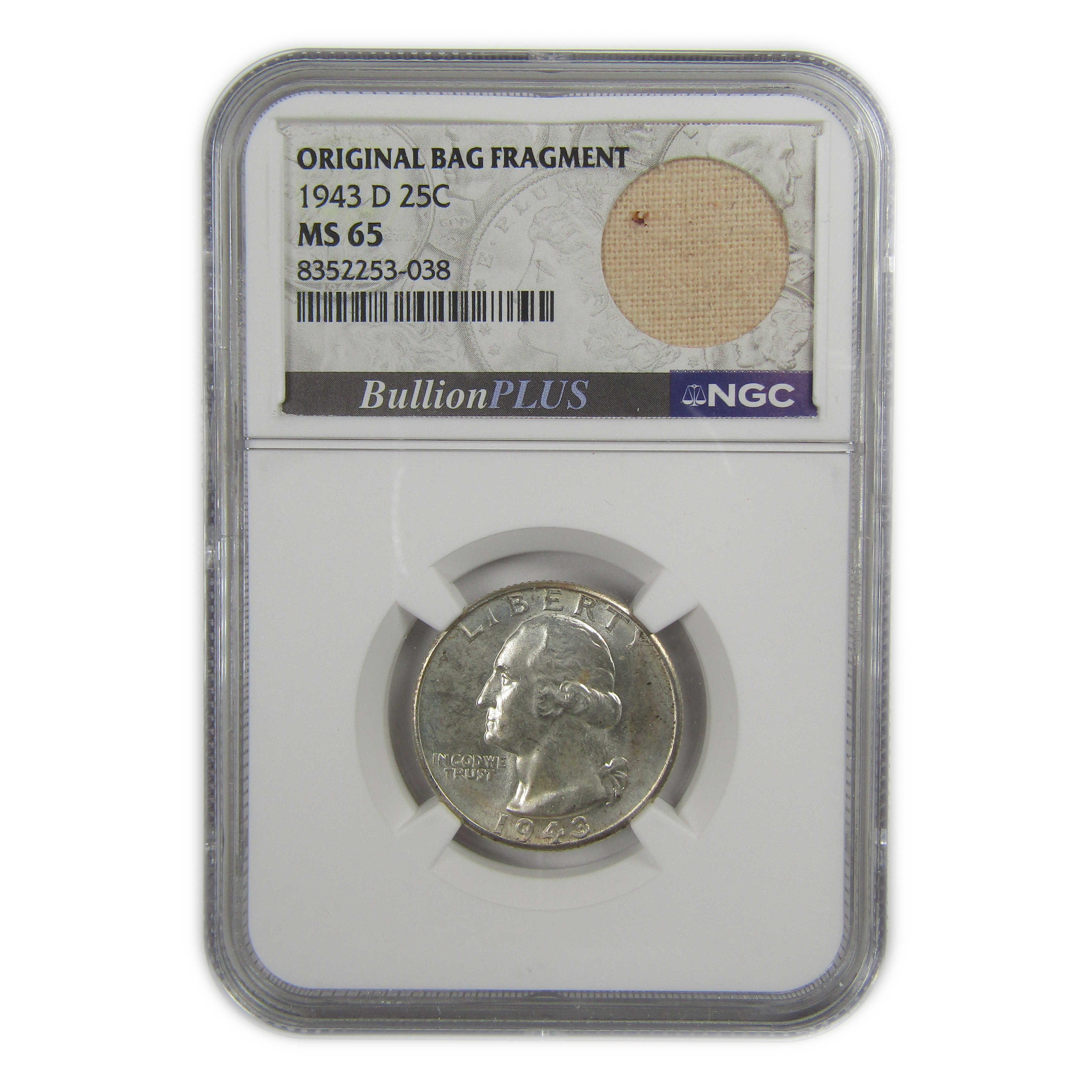 1943 D Washington Quarter MS 65 NGC Silver Bag Fragment SKU:I20622