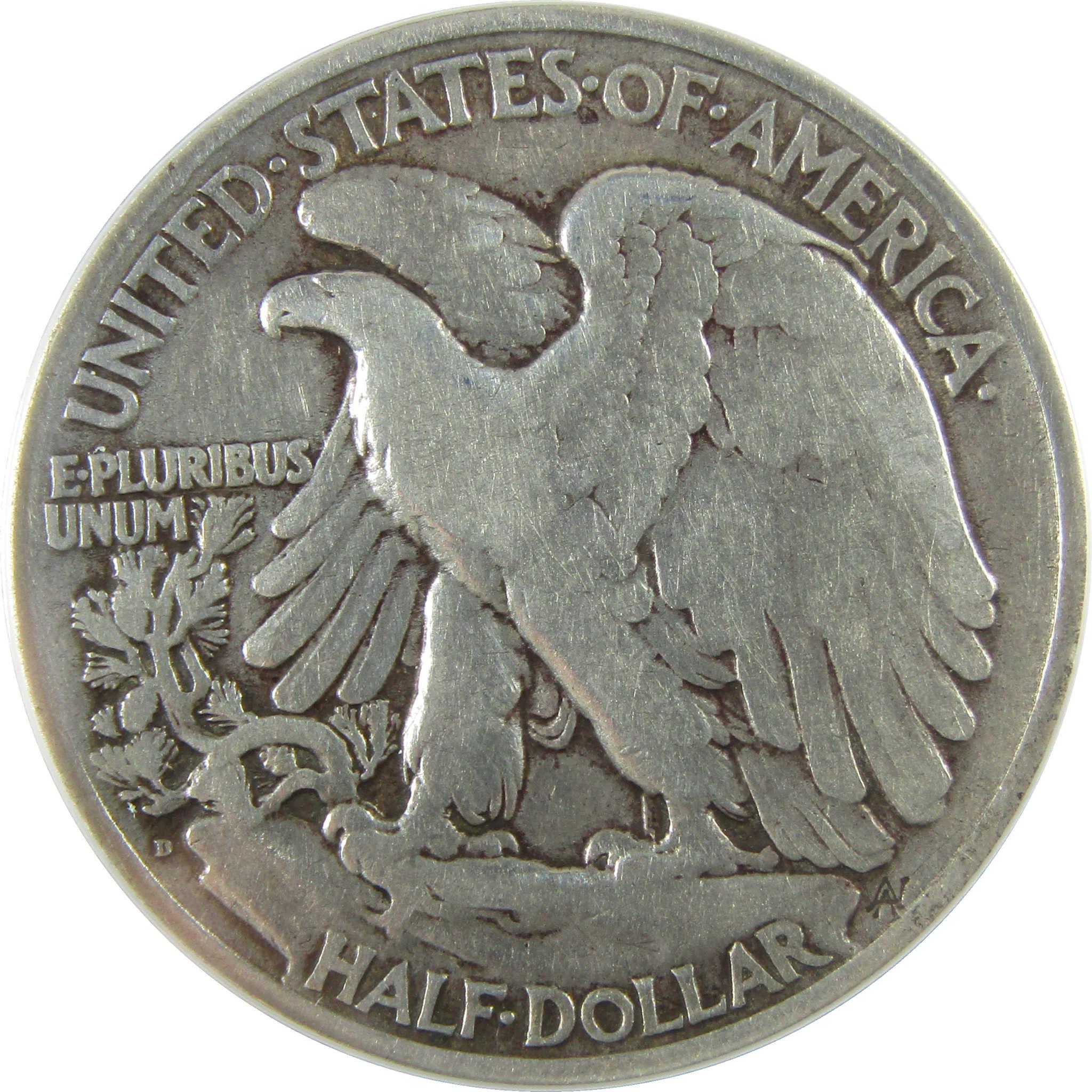 1921 D Liberty Walking Silver 50c F 12 Details ANACS SKU:I28012