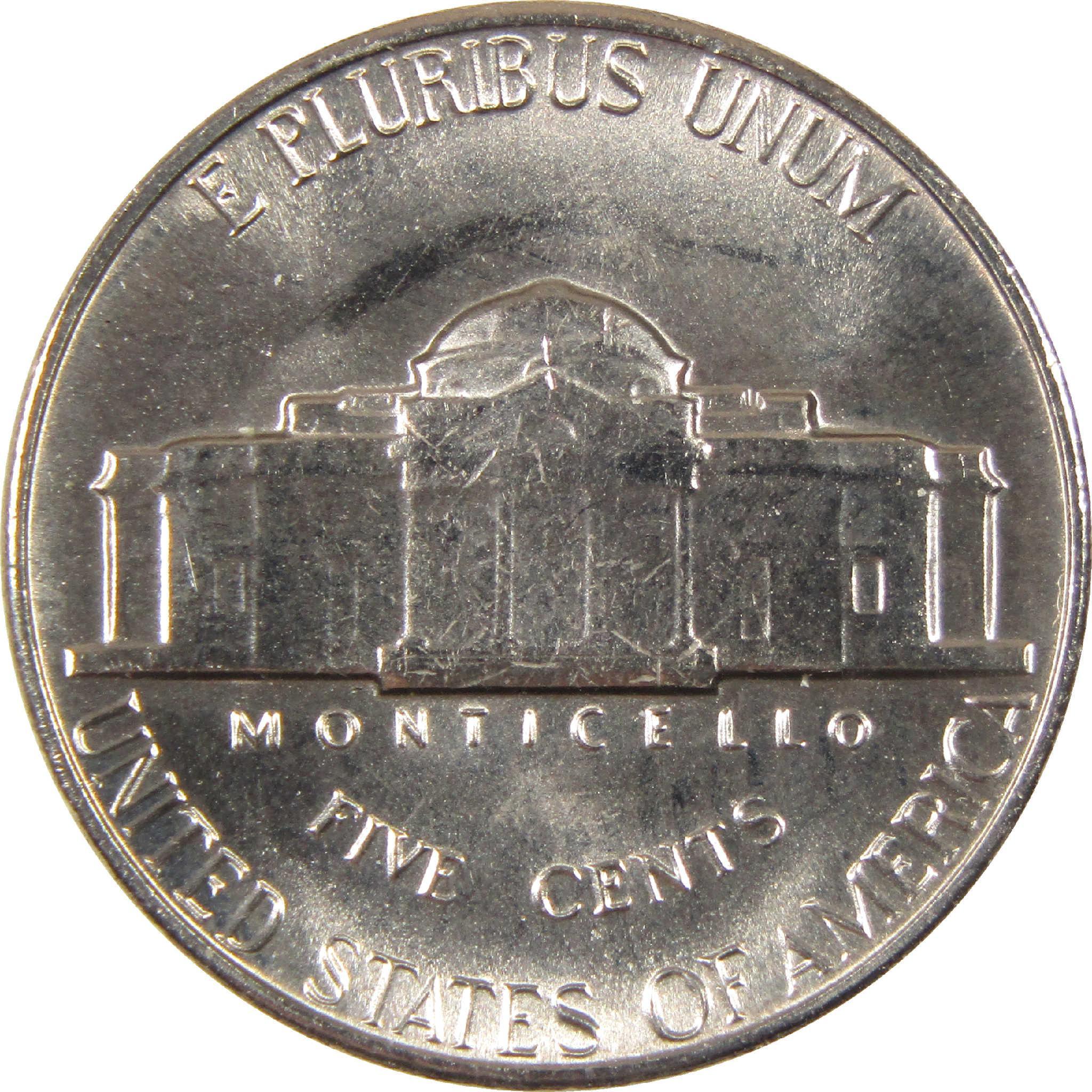 US nickel coin reverse showing Monticello, collectible five cent piece, E Pluribus Unum motto