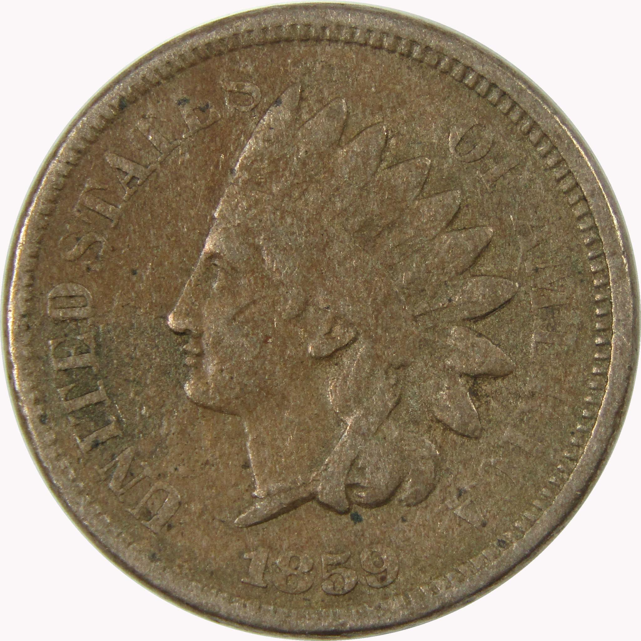 1859 Indian Head Cent VG Very Good Penny 1c Coin SKU:CP1294