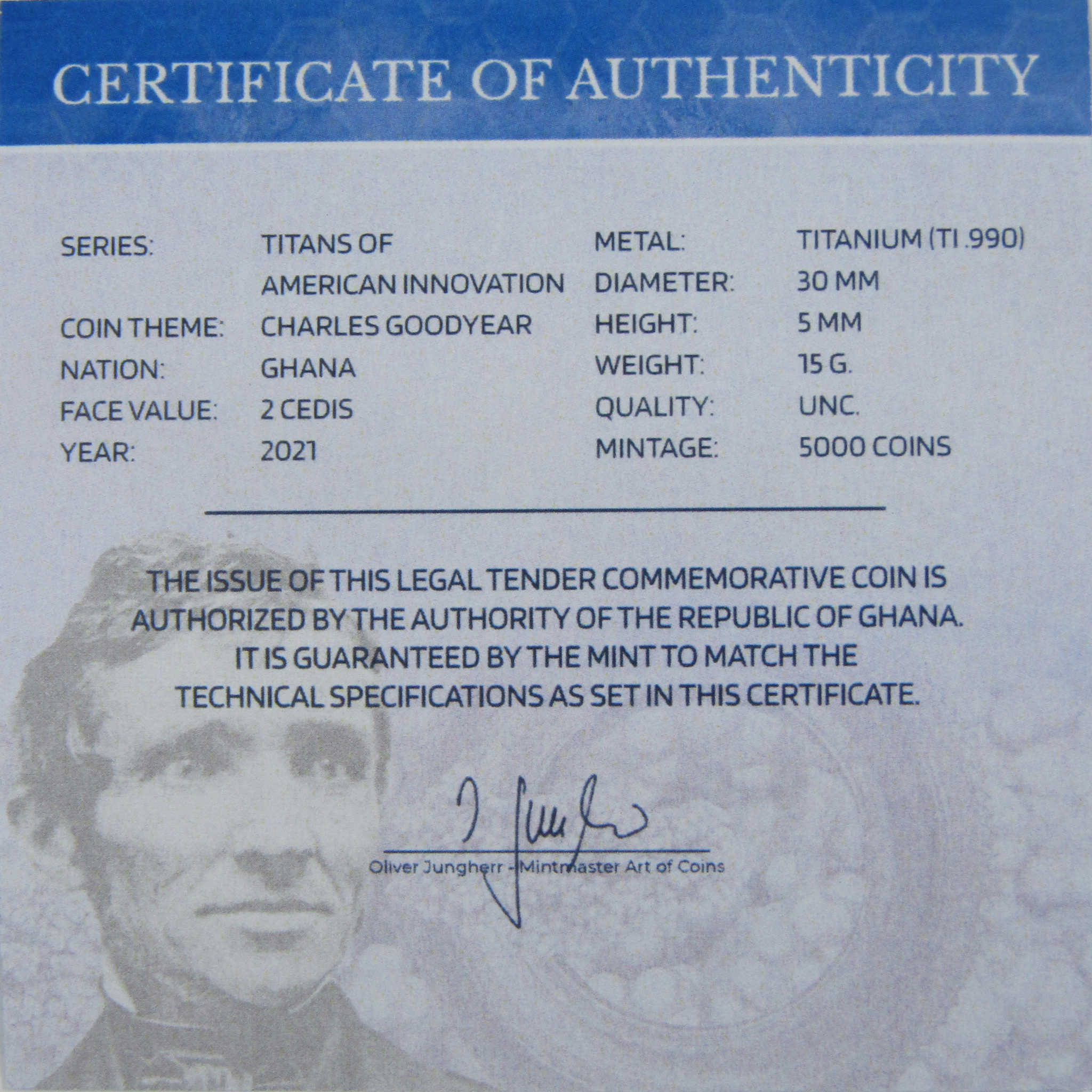 Titans of American Innovation Charles Goodyear Titanium 2 Cedis 2021