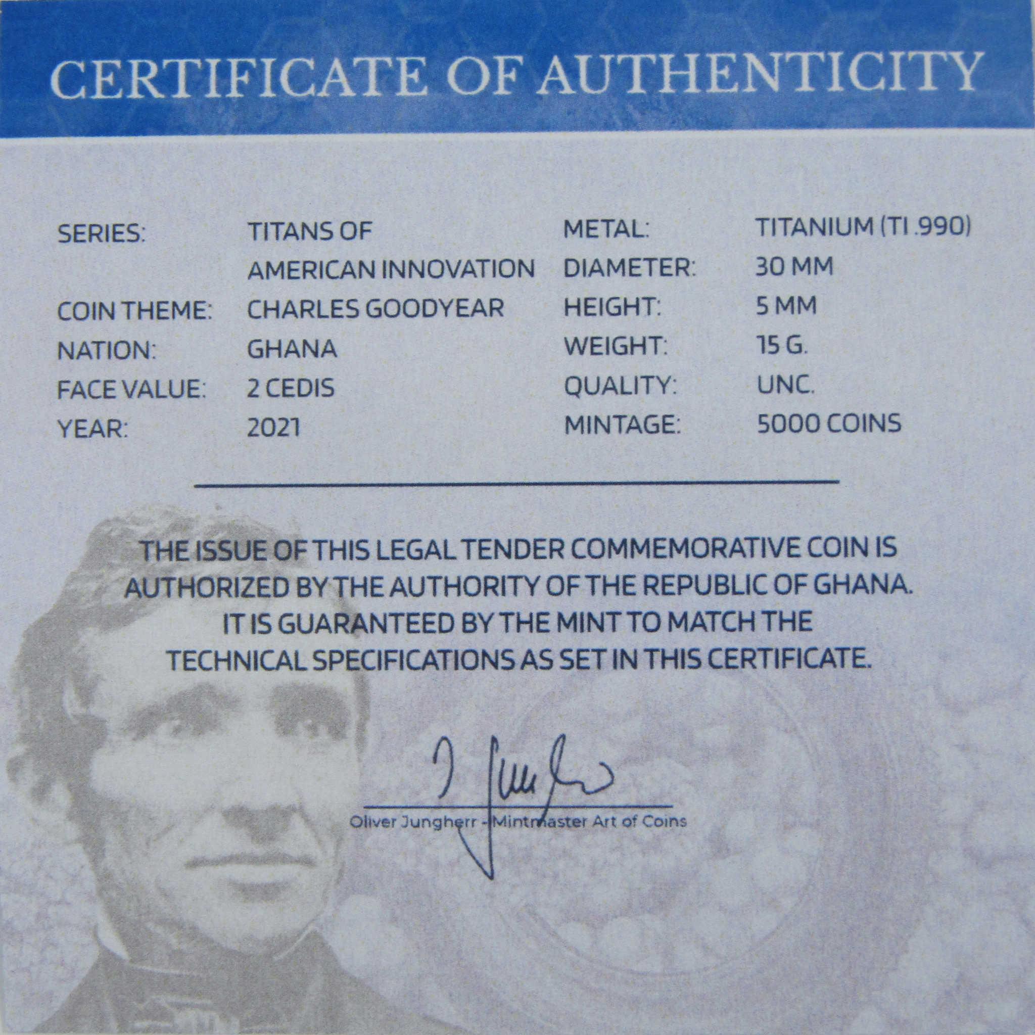 Titans of American Innovation Charles Goodyear Titanium 2 Cedis 2021