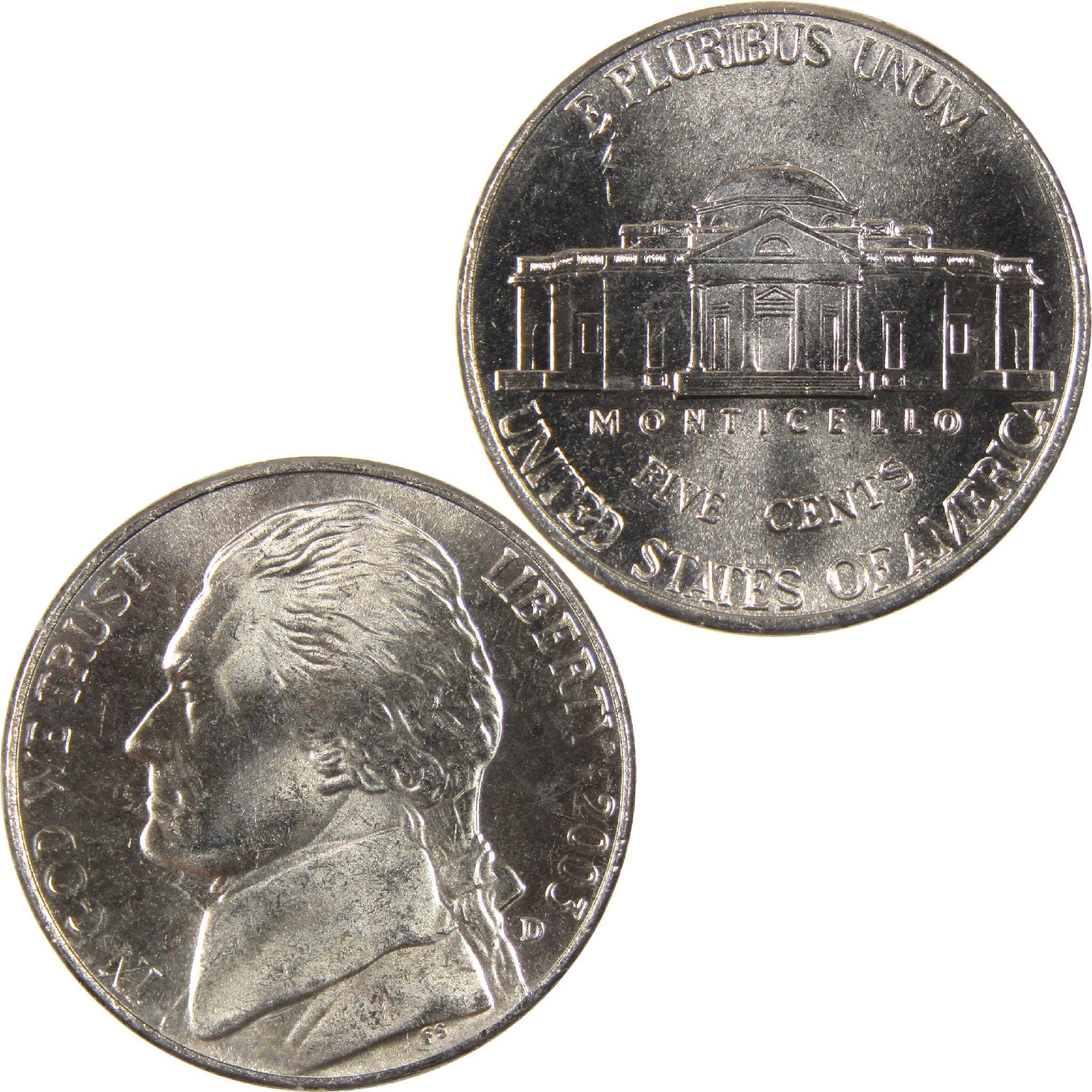 2003 D Jefferson Nickel Uncirculated 5c Coin