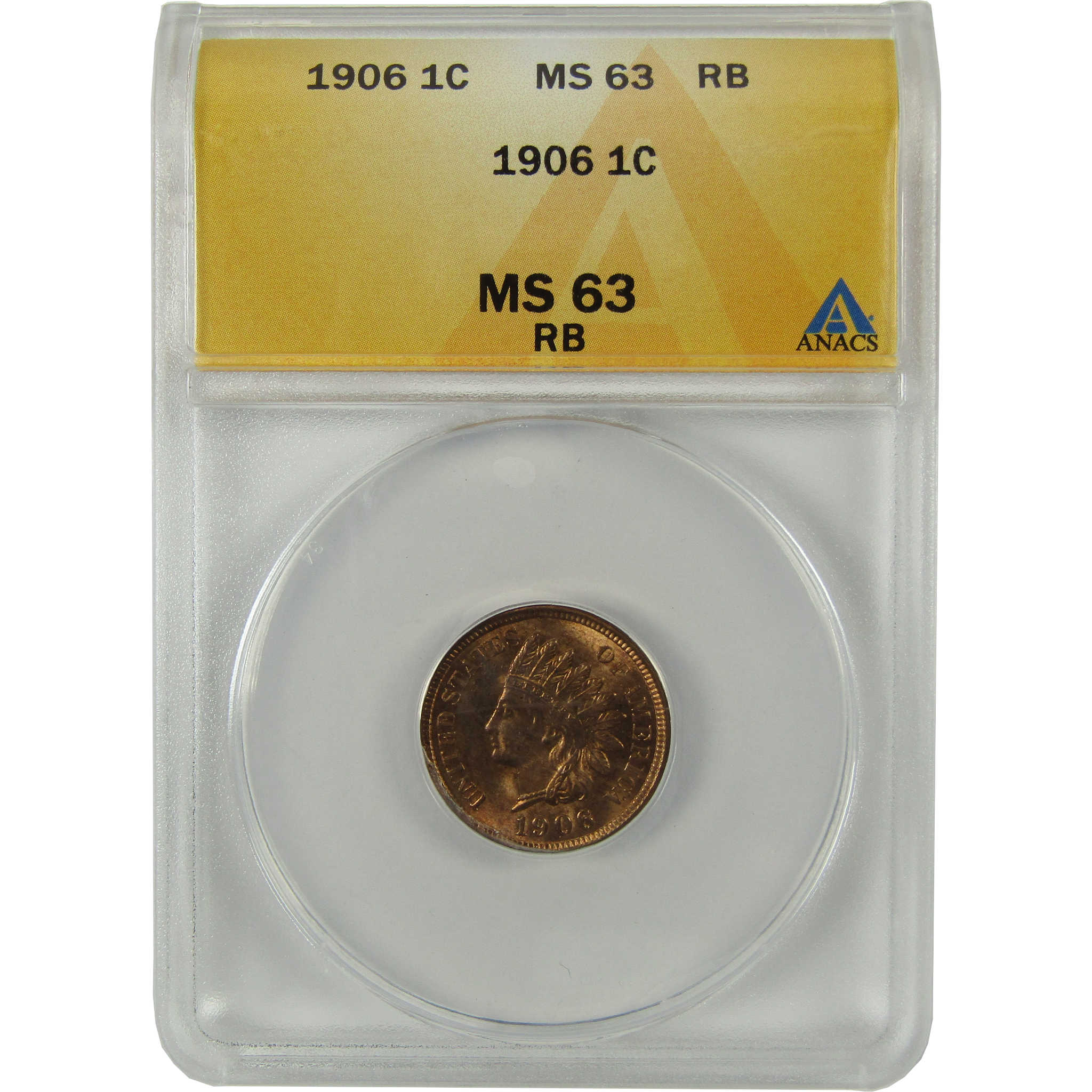 1906 Indian Head Cent MS 63 RB ANACS Uncirculated Penny SKU:I28415