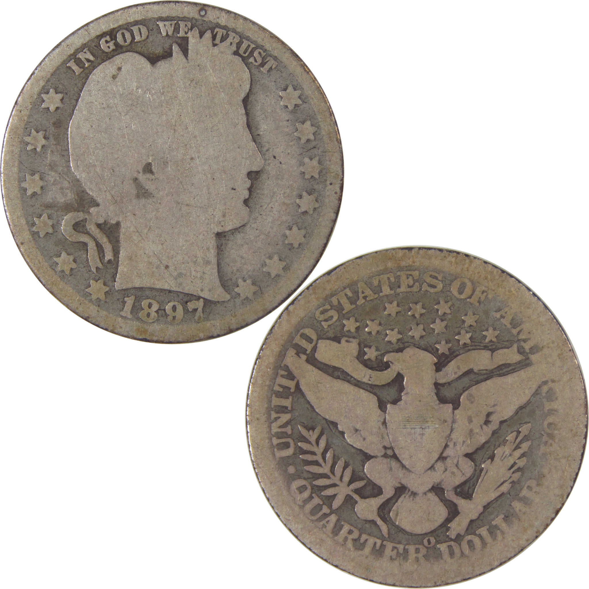 1897 O Barber Quarter AG About Good Silver 25c Coin SKU:I17614