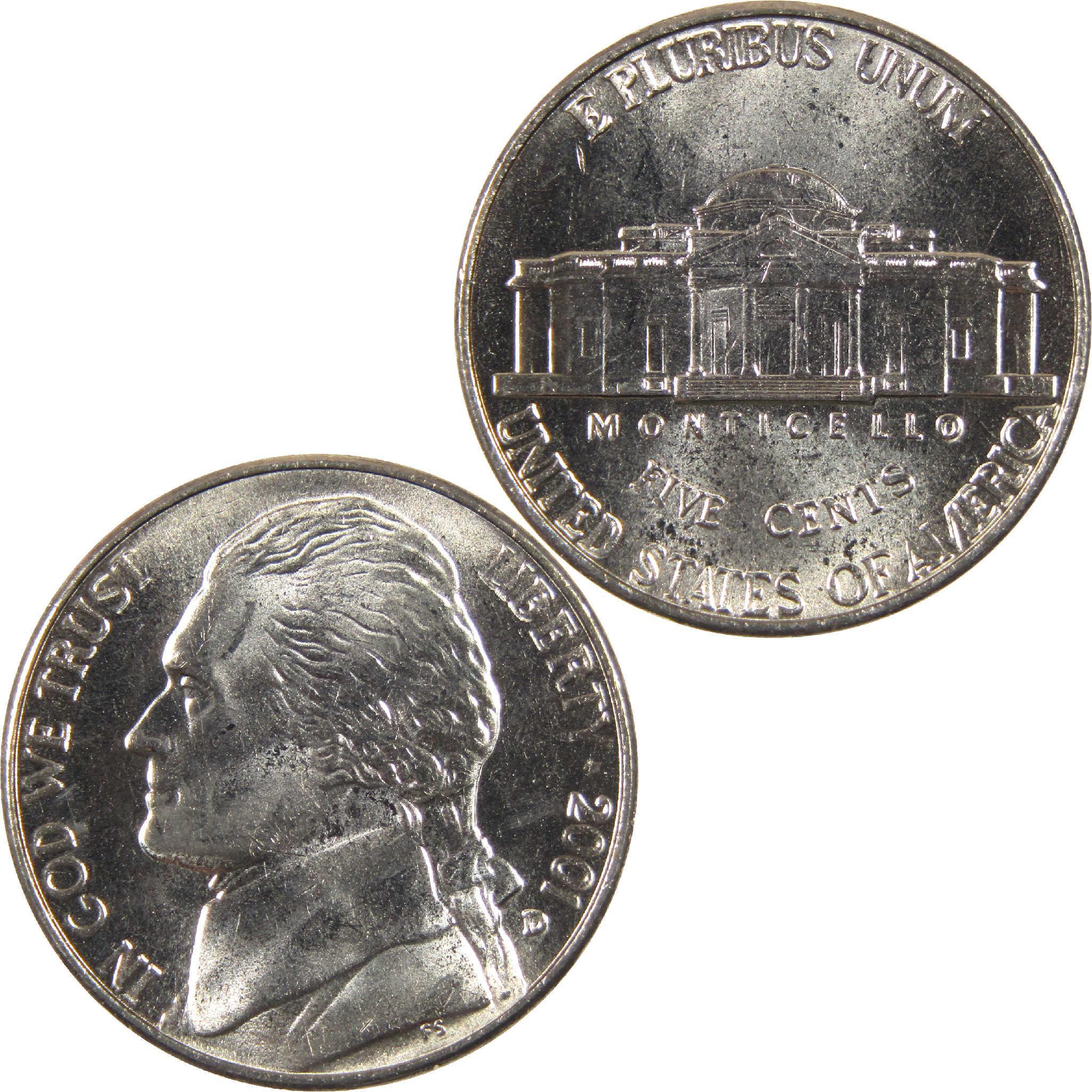 2001 D Jefferson Nickel BU Uncirculated 5c Coin