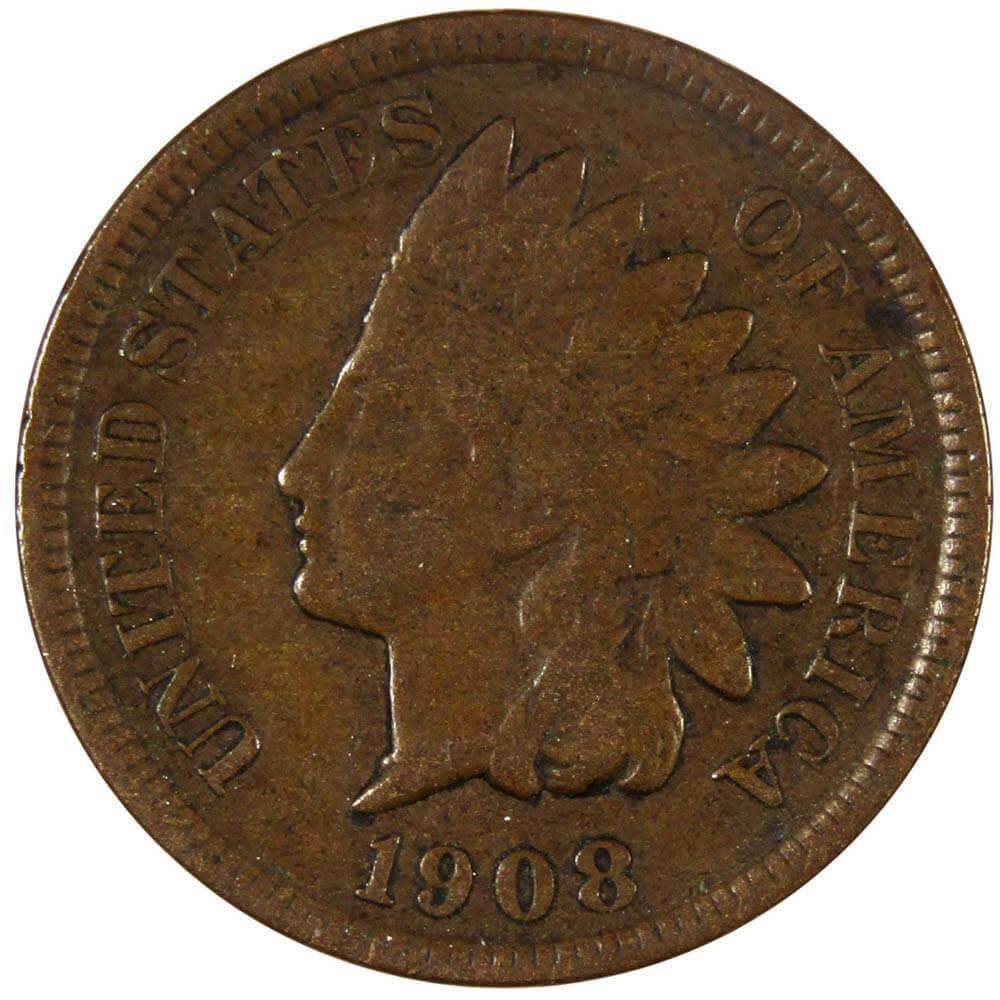1908 S Indian Head Cent VF Very Fine Penny 1c Coin
