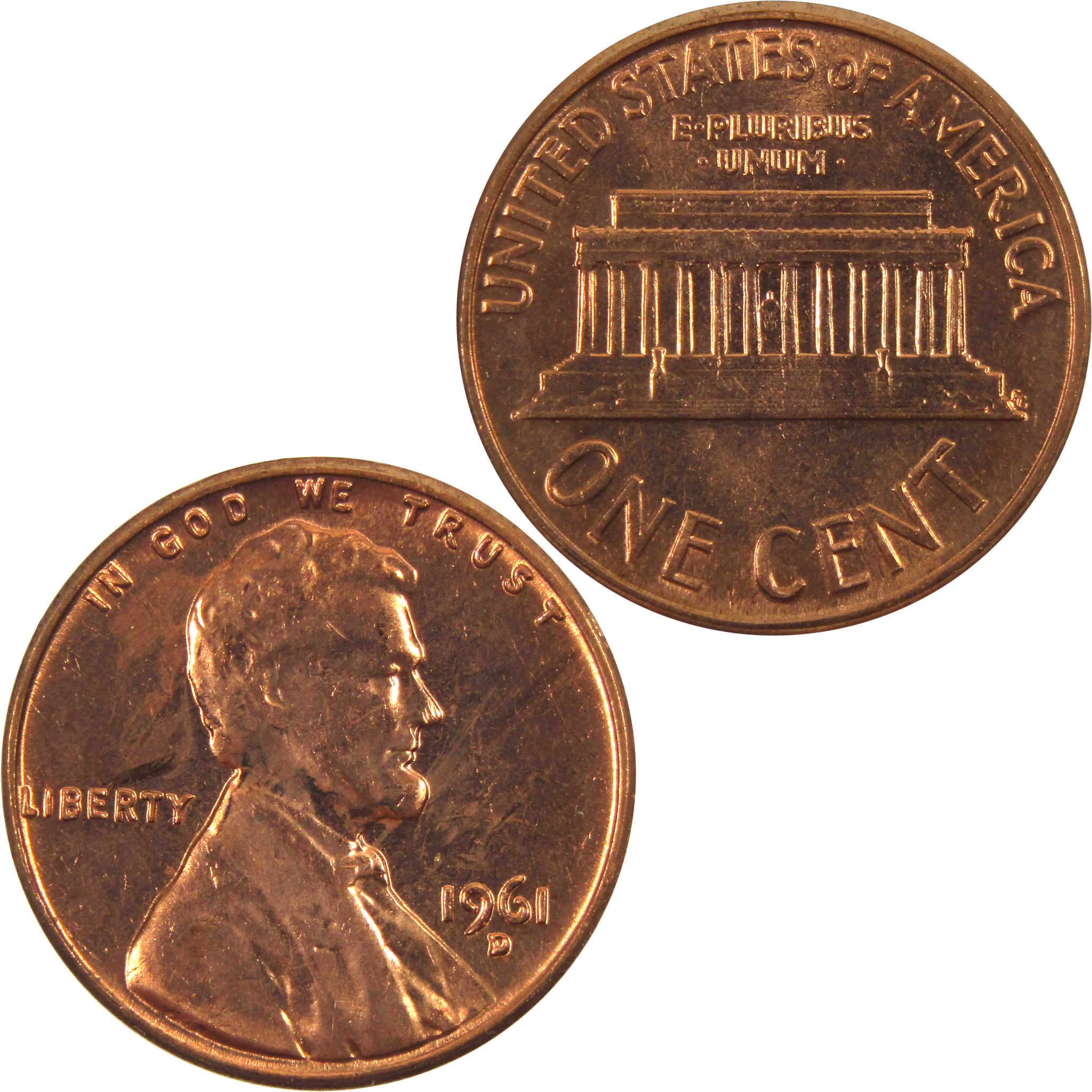 1961 D Lincoln Memorial Cent BU Uncirculated Penny 1c Coin