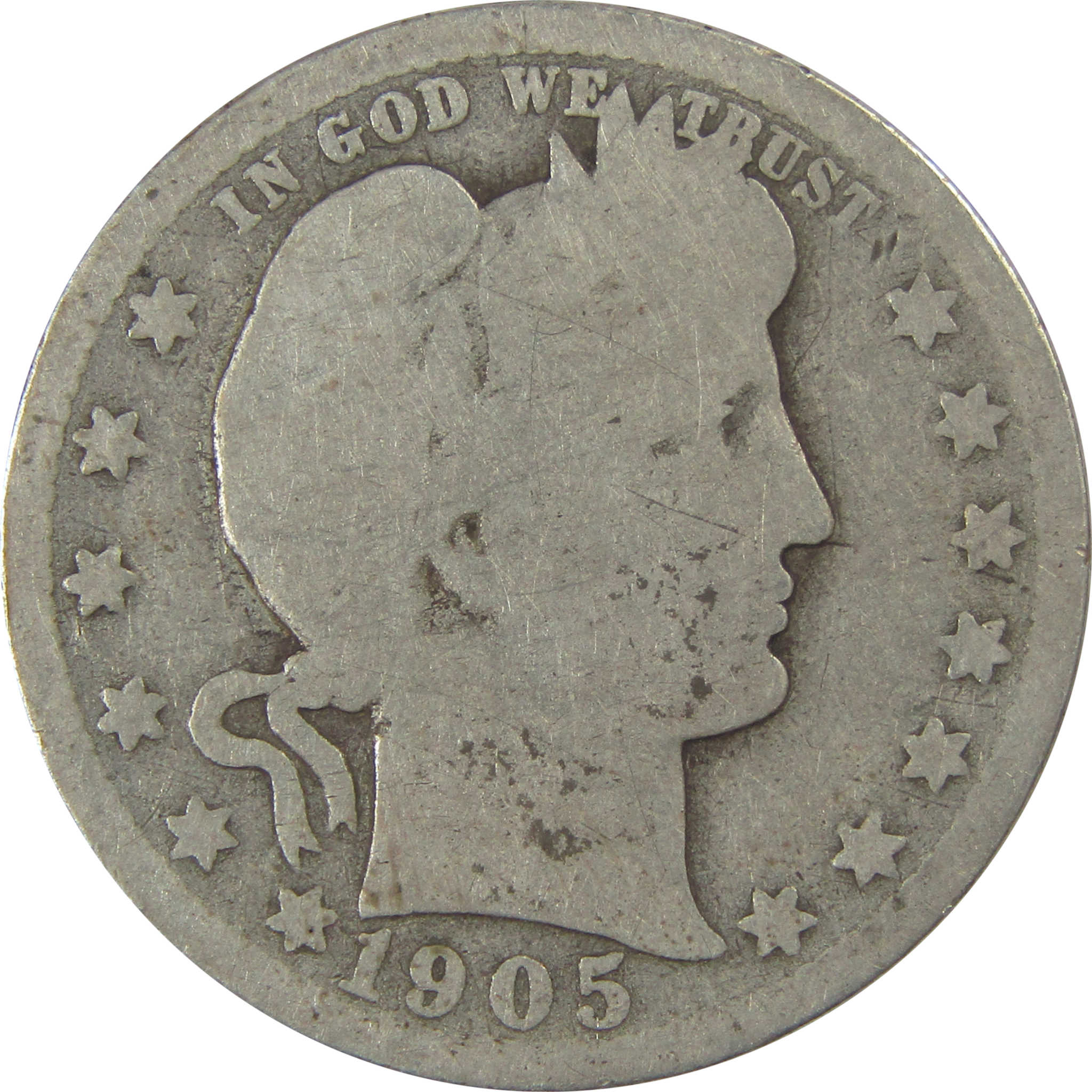 1905 O Barber Quarter G Good Silver 25c Coin SKU:I21824