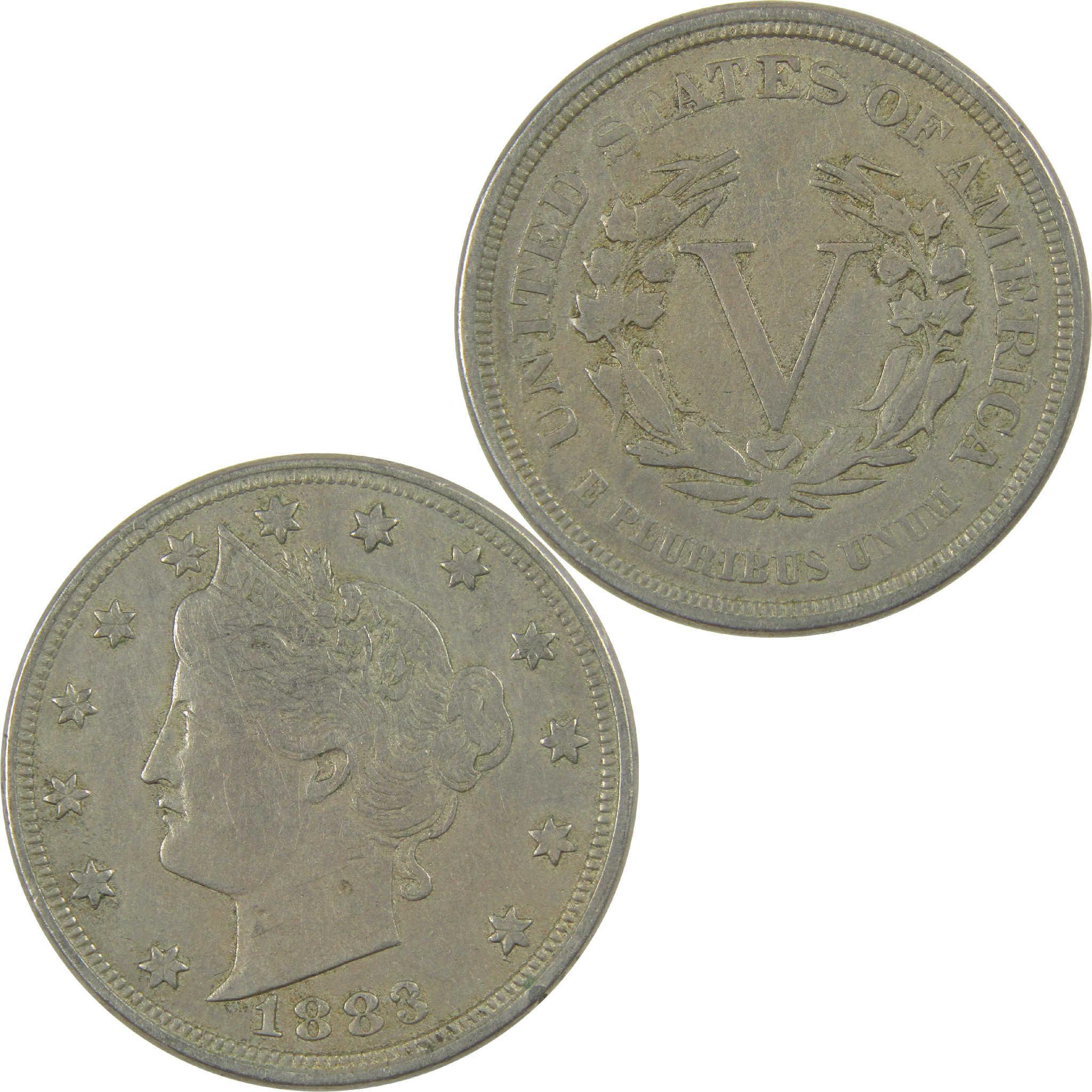 1883 No Cents Liberty Head V Nickel Circulated 5c Coin Collectible